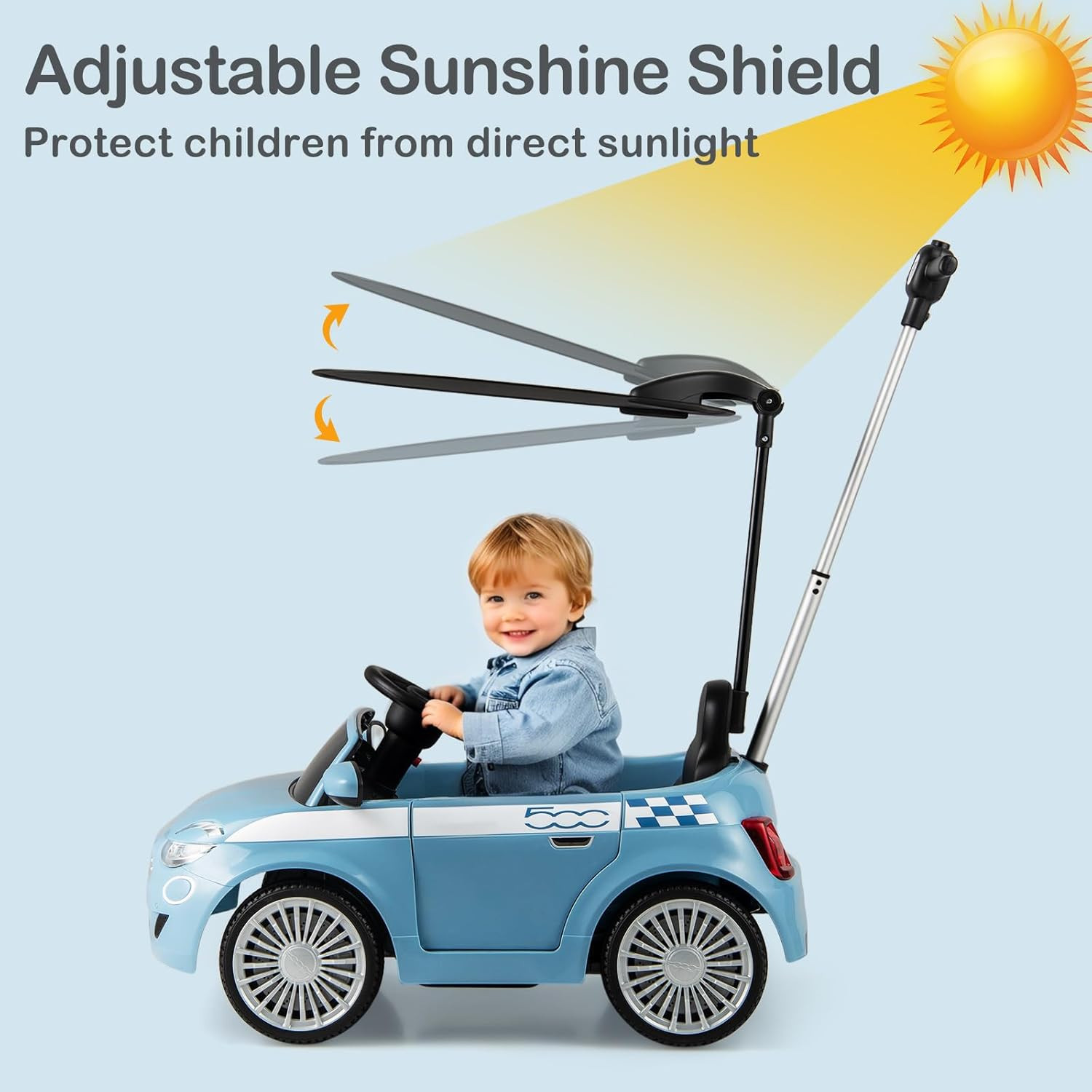 Licensed Fiat 500 Ride on Push Car by , 3 in 1 Baby Stroller Sliding Walking Car