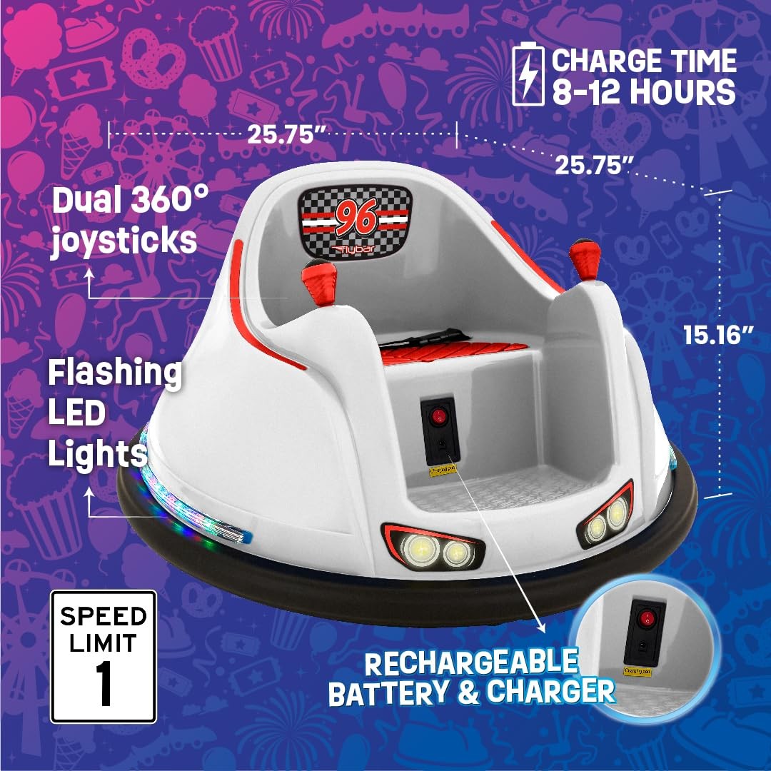 Flybar Funpark 6V Electric Bumper Car Ride-On For Toddlers Ages 1.54 Years Led