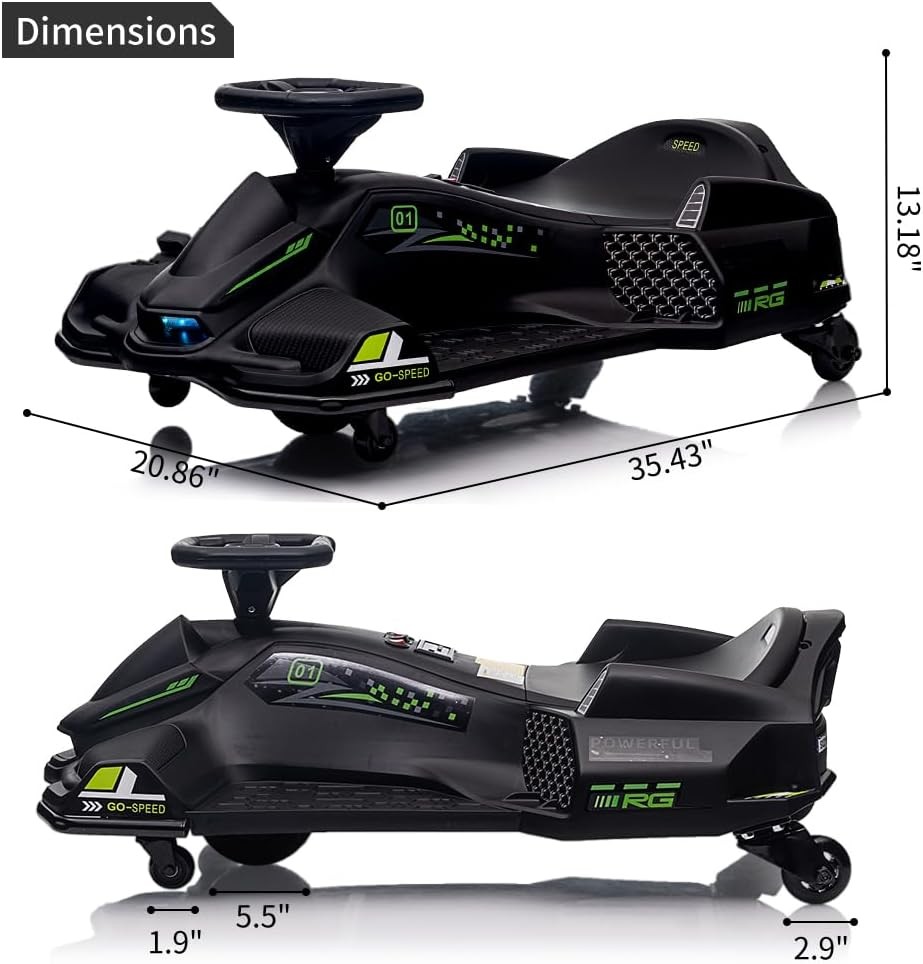 Kids 24V Electric Drift Go-Kart 6-12Y 7.5MPH Variable Speed Pedal Music Car
