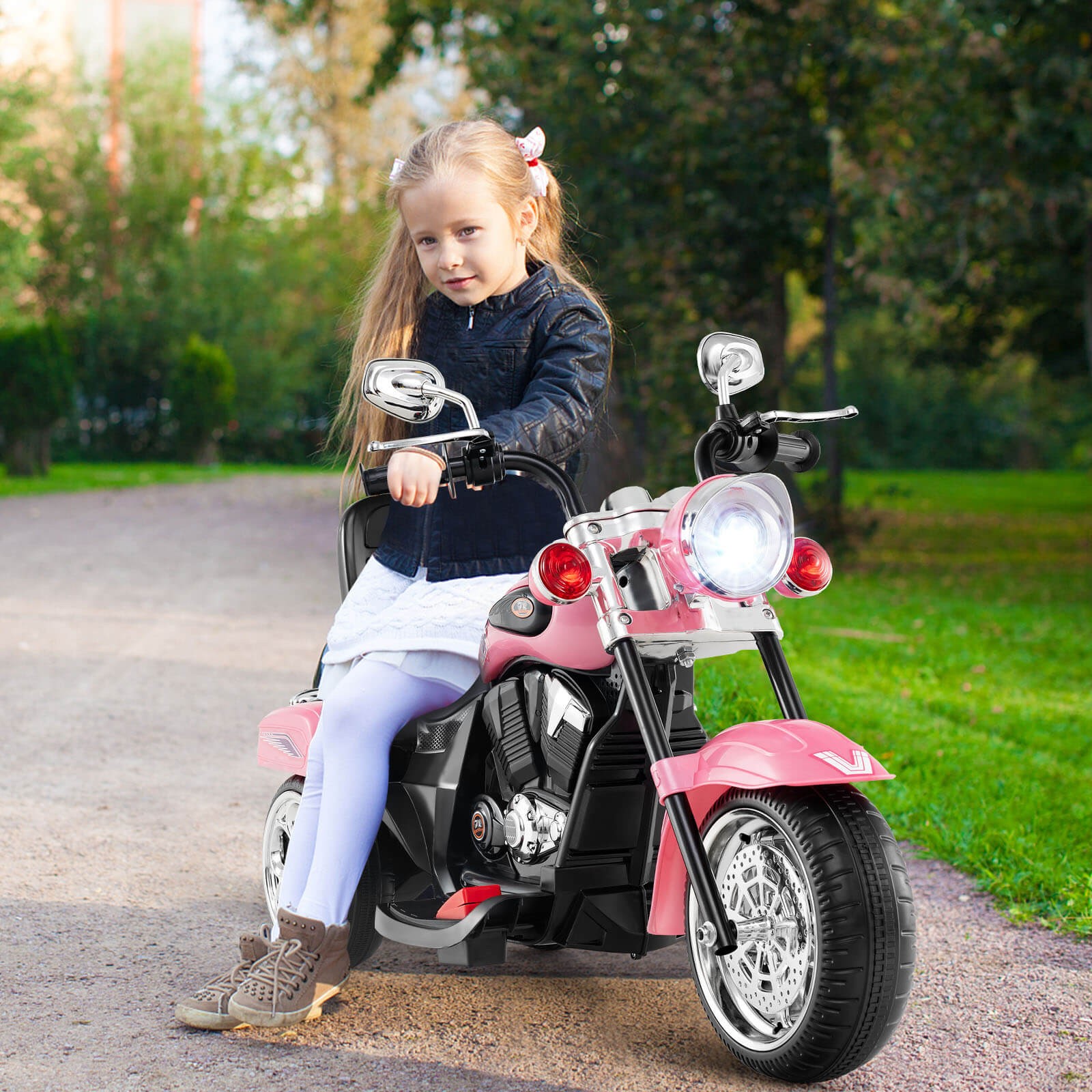 6V Kids Ride On Chopper Motorcycle 3 Wheel Trike w/ Headlight and Horn