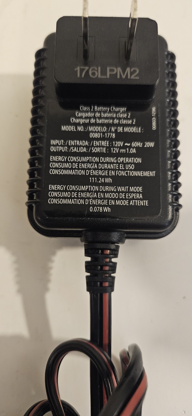 OEM Fisher Price Power Wheels AC/DC Adapter Charger Cord Model 00801-1778