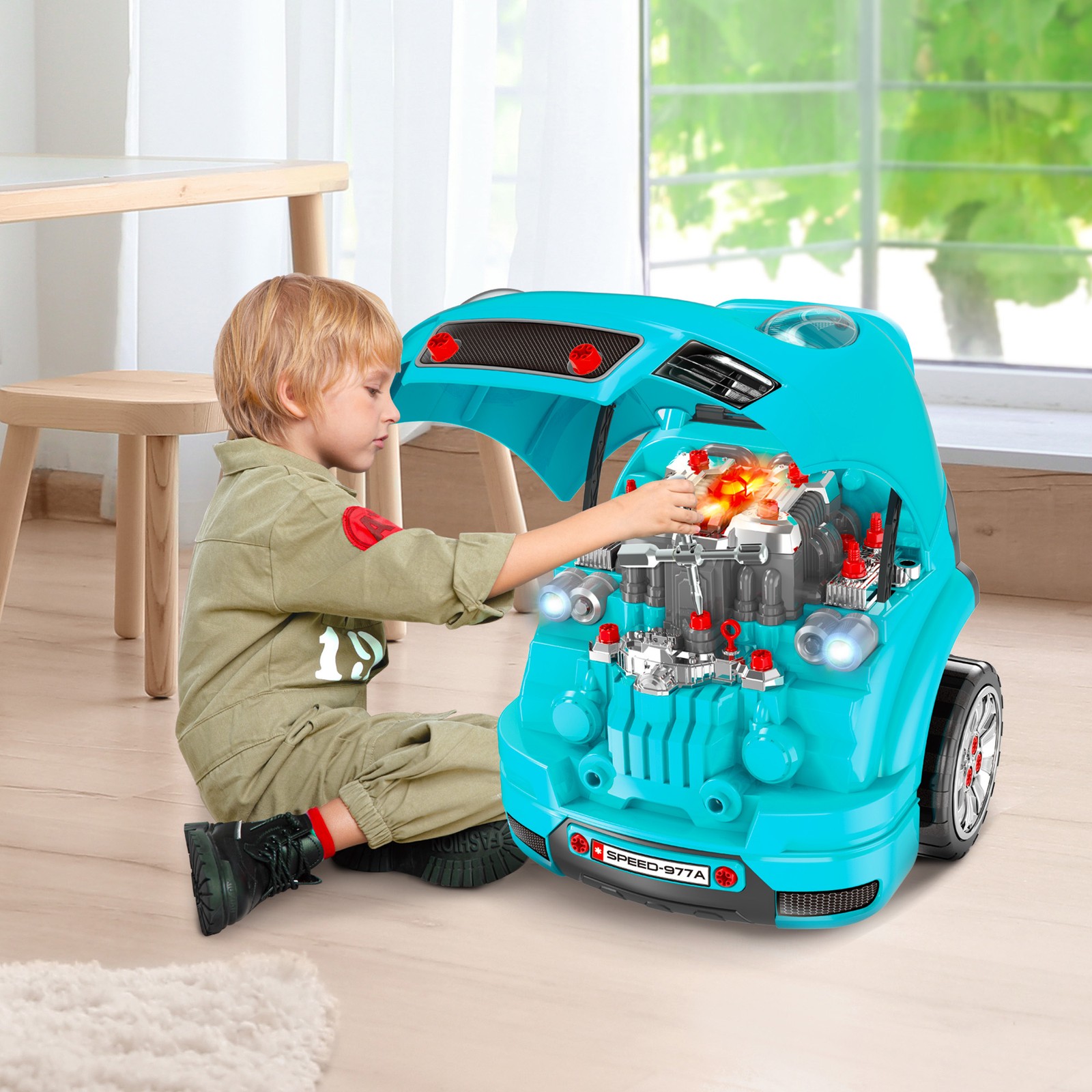 Workshop Kids Car Engine Toyset Educational Car Play Maintenance Repair Station