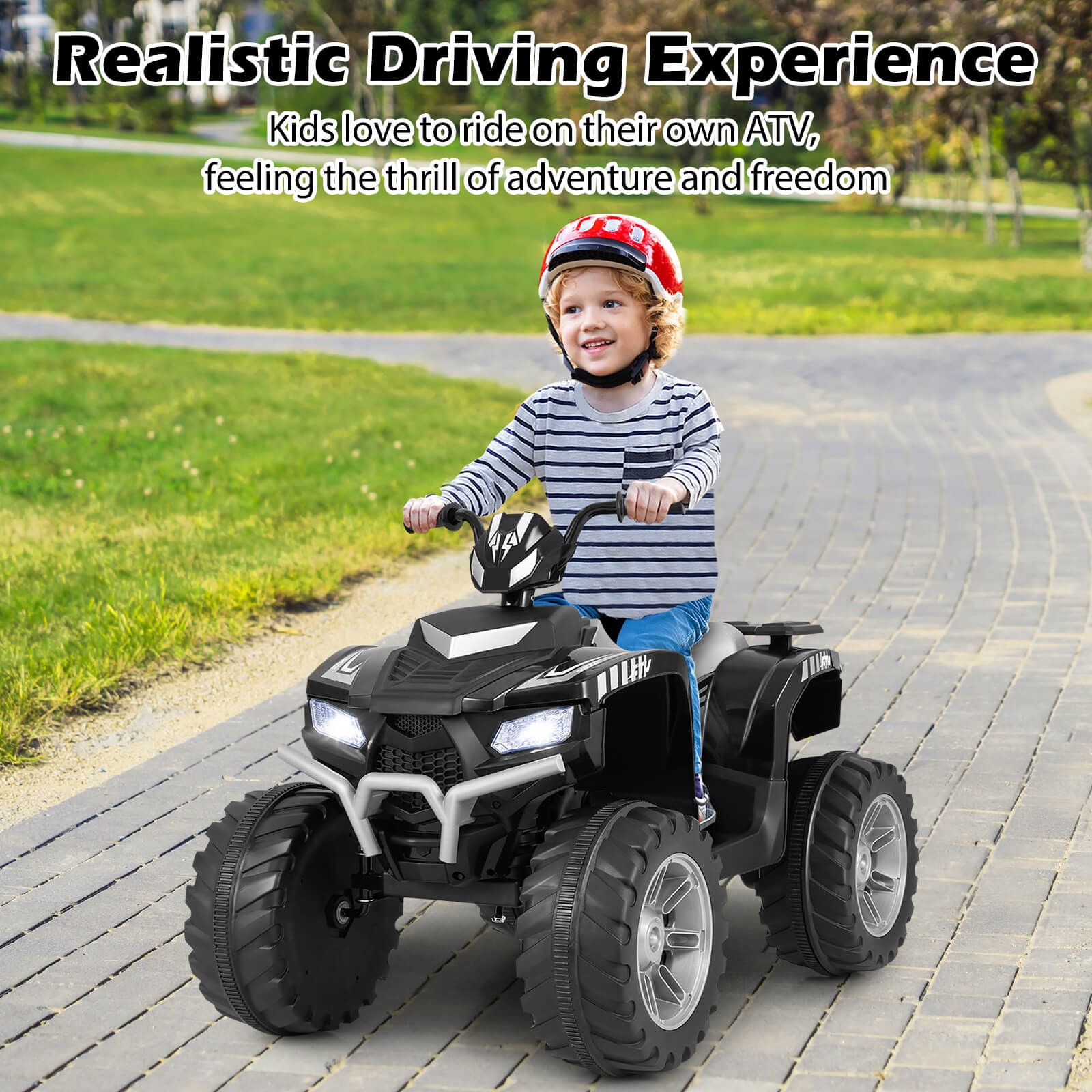 24V Kids Ride-On Electric ATV 4-Wheeler Quad Car with Wireless Connection