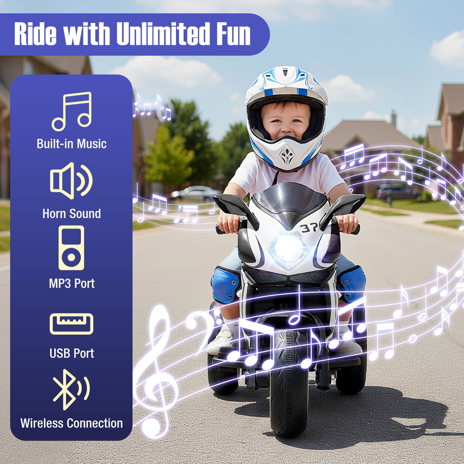 Kids Ride on Motorcycle 6V Battery Powered Mini Electric Motorbike w/ LED Lights