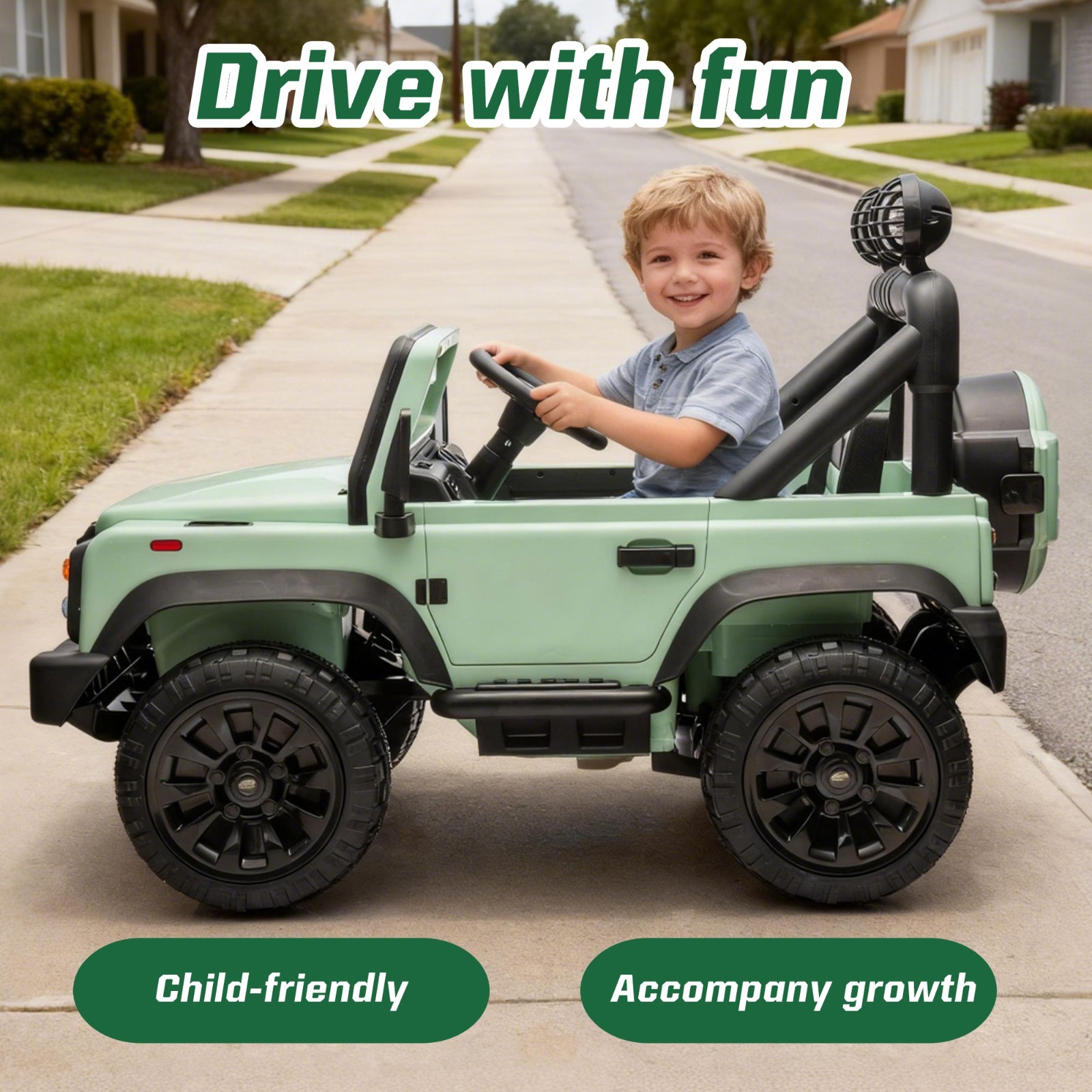 24V Kids Ride On Car Licensed Land Rover Defender w/Remote,ELectric Toys, Green