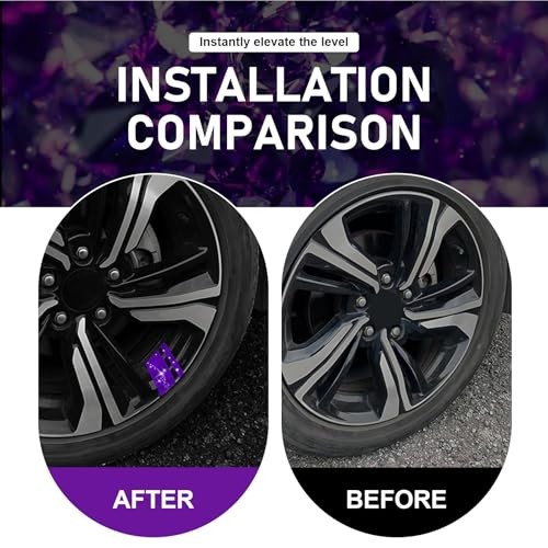 4 PCS Car Wheel Rim Decal, Diamond Encrusted Shiny Sticker Fits 18″ – Purple