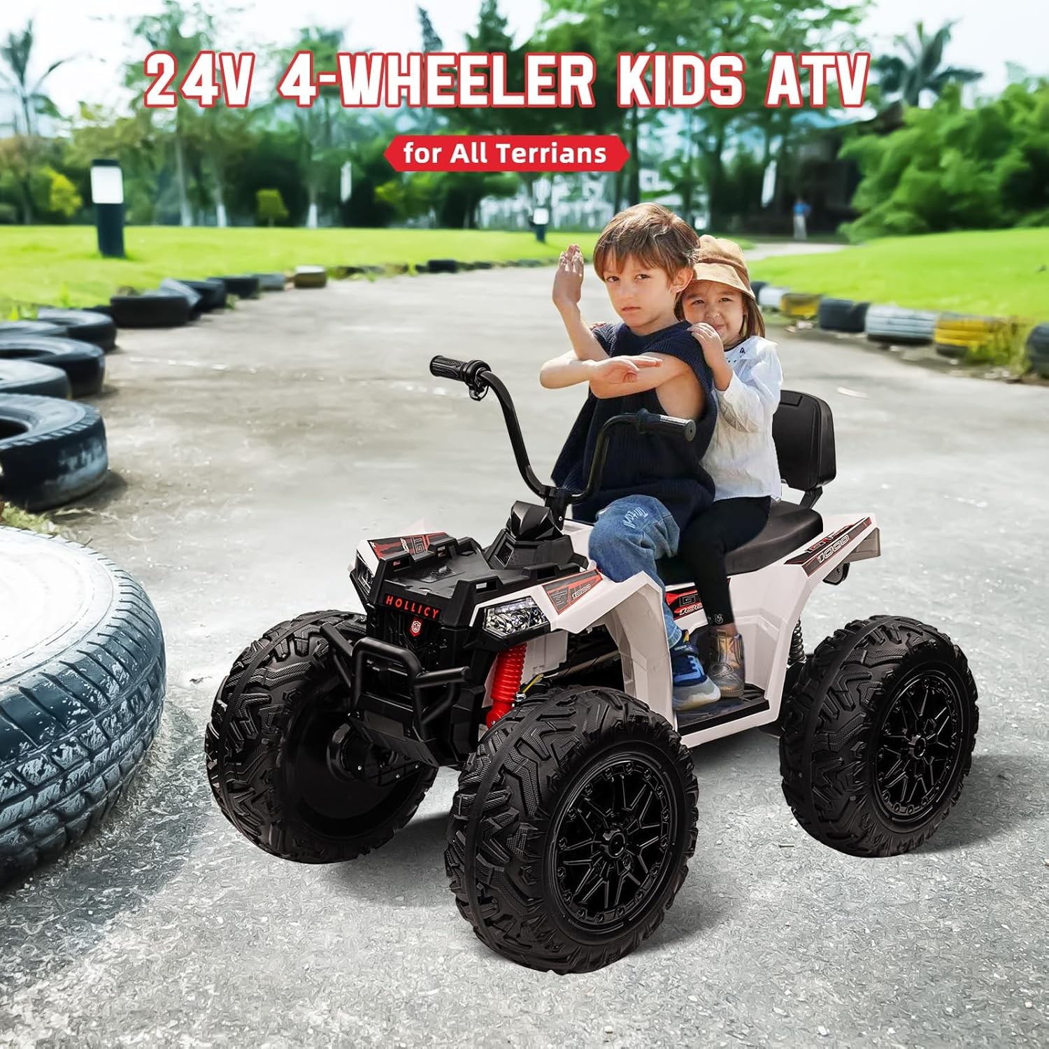 Multicolor 2-Seater Electric ATV for Kids, 4-Wheel Drive with LED Lights & Music