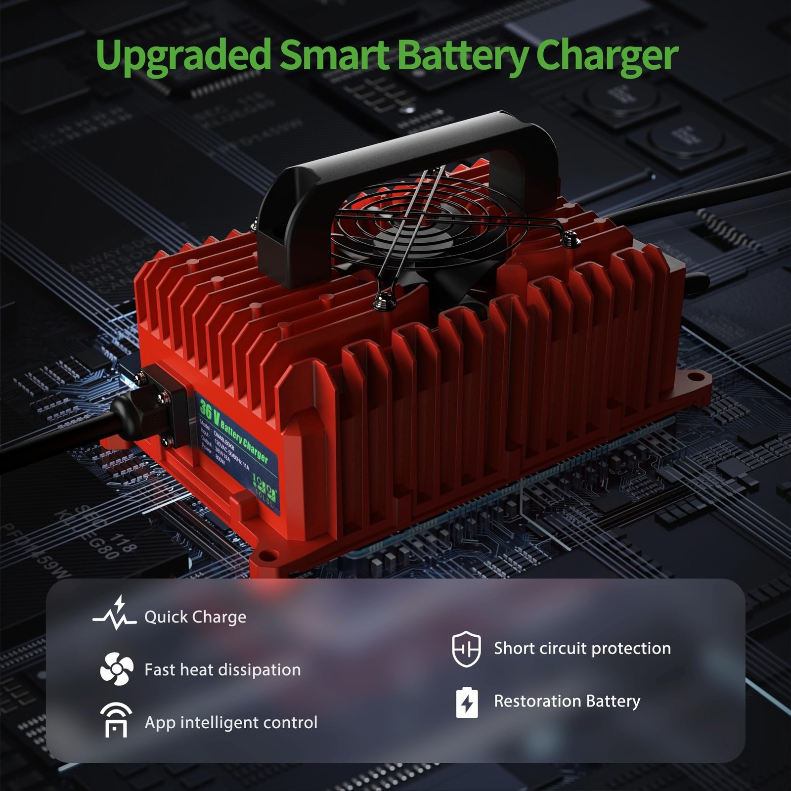 18 AMP 36 Volt Golf Carts Battery Charger with D Style Plug for EZGO TXT for …