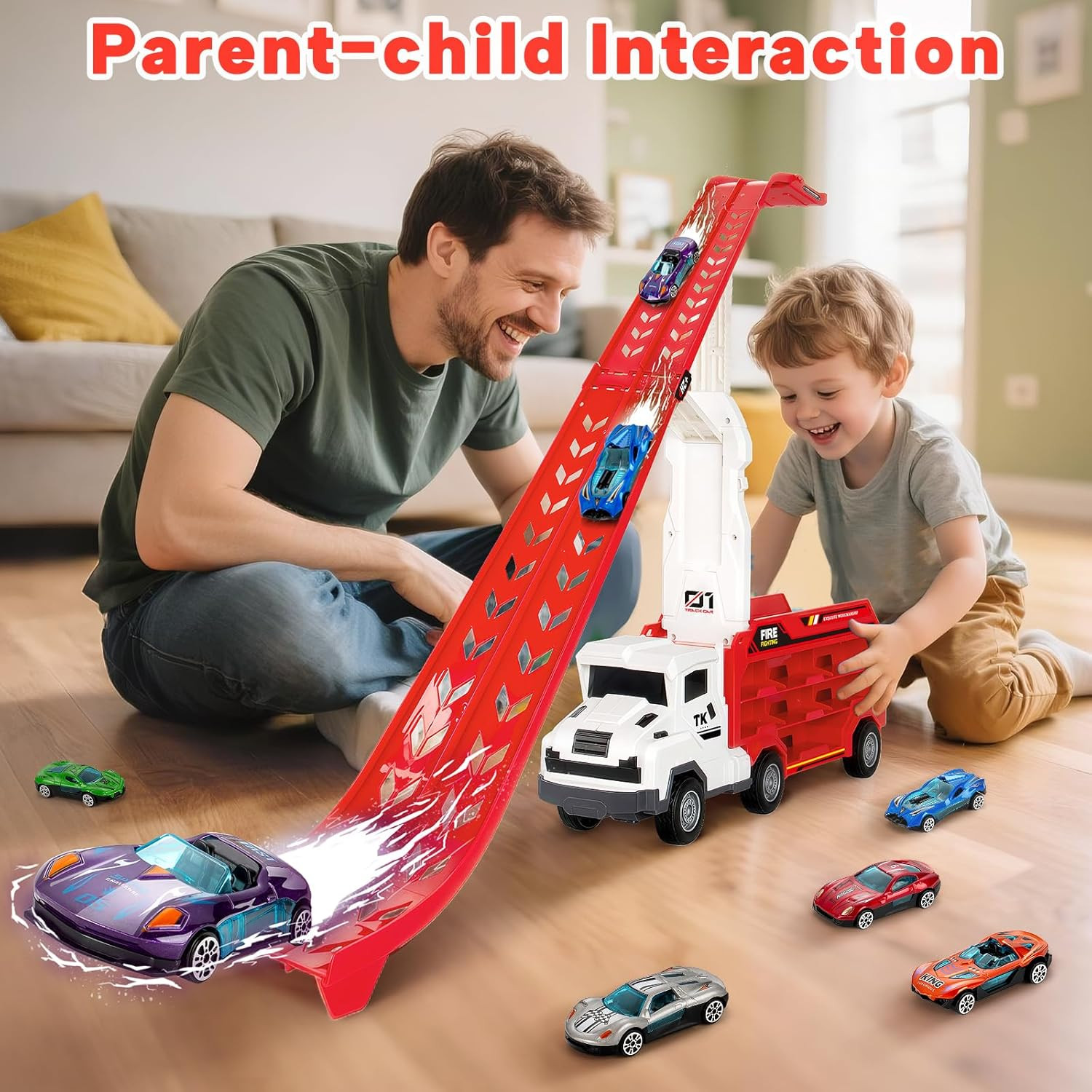 Truck Car Toys for 3, 4, 5, 6 Years Old Boys Girls, 25 in Race Track Truck Toys,
