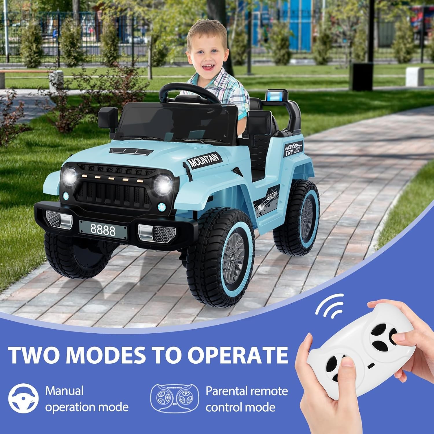 12V Kids Electric Ride-On Truck Car – 3 Speed, MP3, LED Lights, 66 lb Capacity