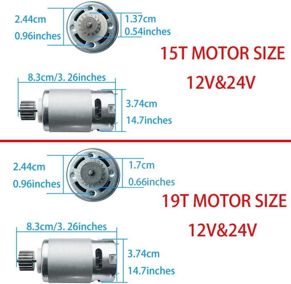 2PCS 24 Volt RS555 35000RPM High-Speed 7R Motor 15T for Fisher Price Power Wh…