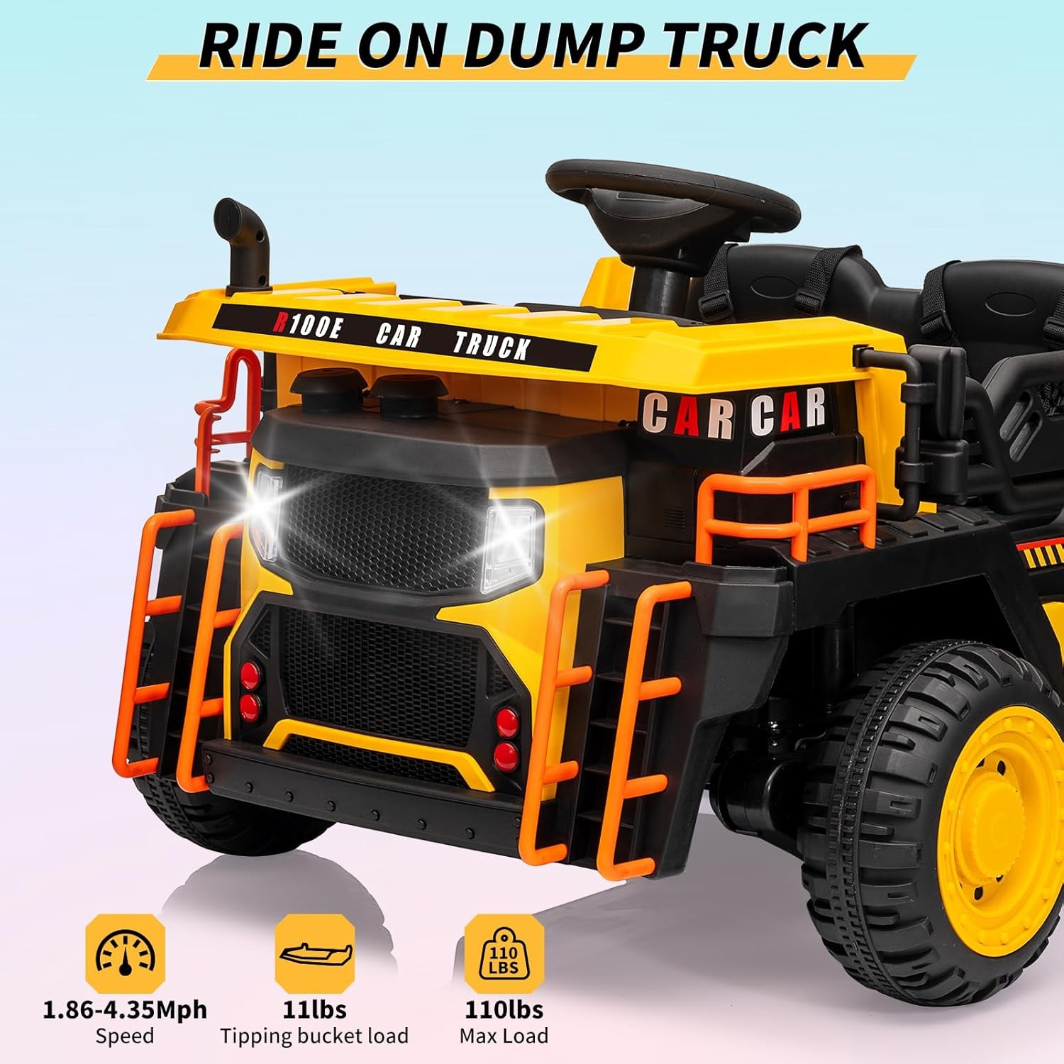 GARVEE 2-Seater 24V Ride-On Dump Truck w/ Remote Control, Lights, Music,Dump Bed