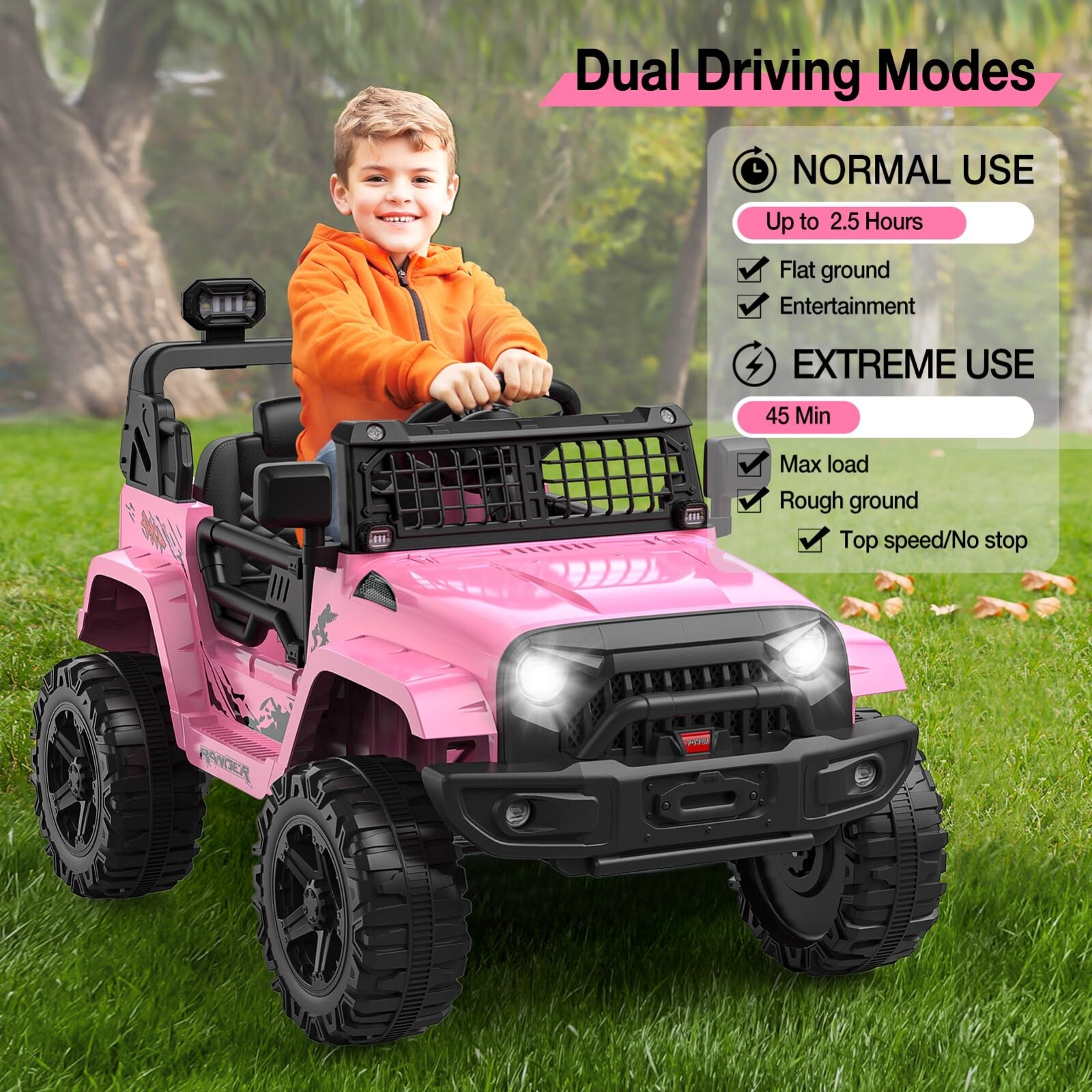 Ride-on Truck Car 12V Kids Power Wheels Vehicle with Remote Control &LED Light