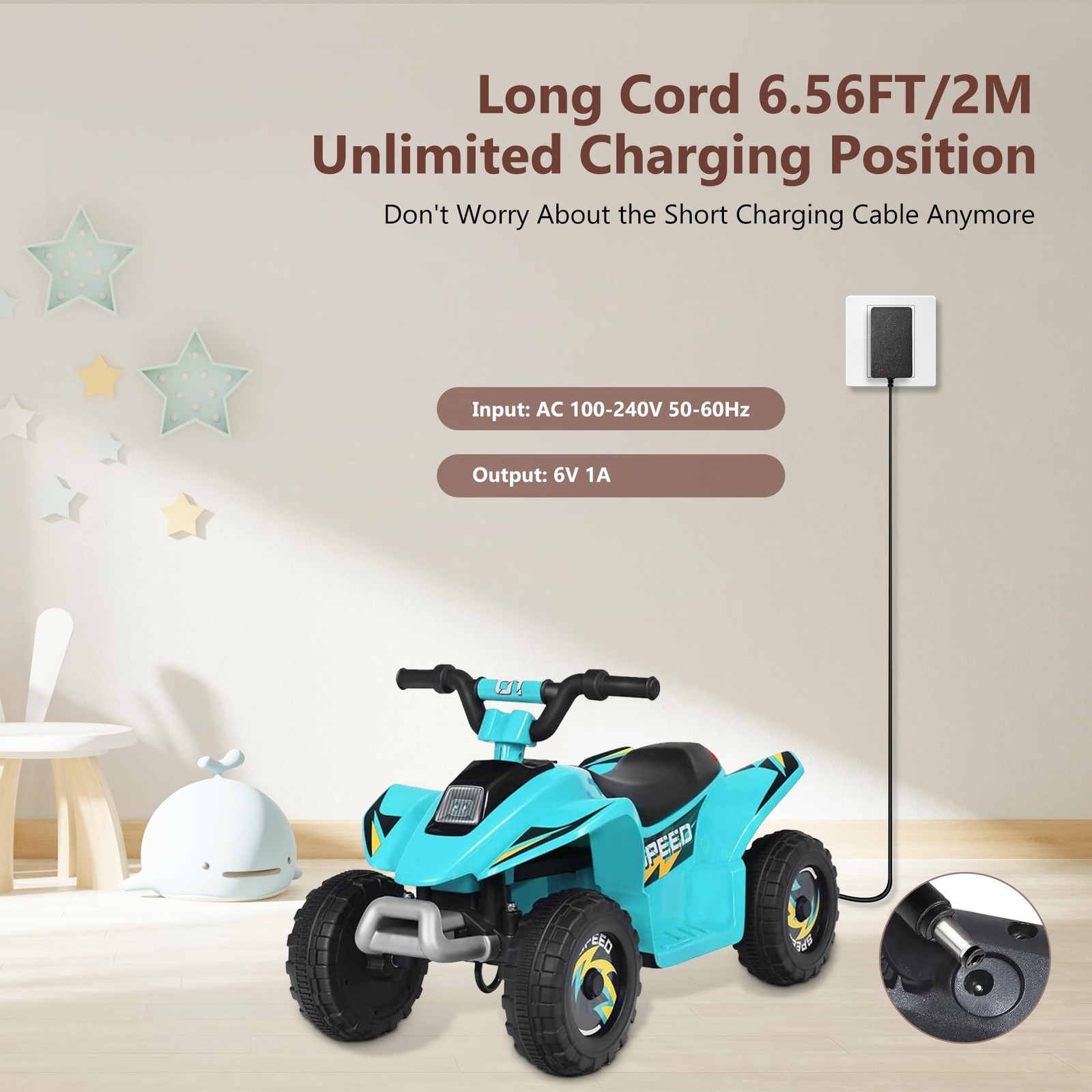 6V Battery Charger for Kids Ride On Cars Bumper Cars – Universal 6V Charger f…