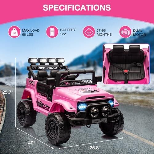12V Electric Ride On Truck Car Toys w/Remote Control 3 Speed Music for Kids Xmas