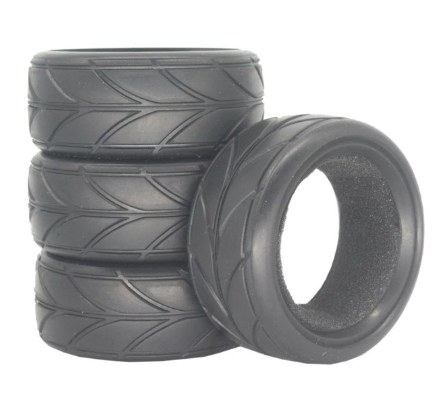 4PCS 26mm X-pattern Soft Rubber Tire for 1/10 Tamiya Wheel Rim On Road RC Car