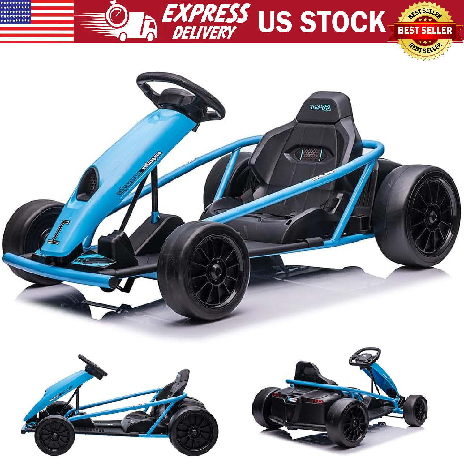 24V Electric Go Kart for Kids Ride on Go Kart Drifting Circling Car Music Gift