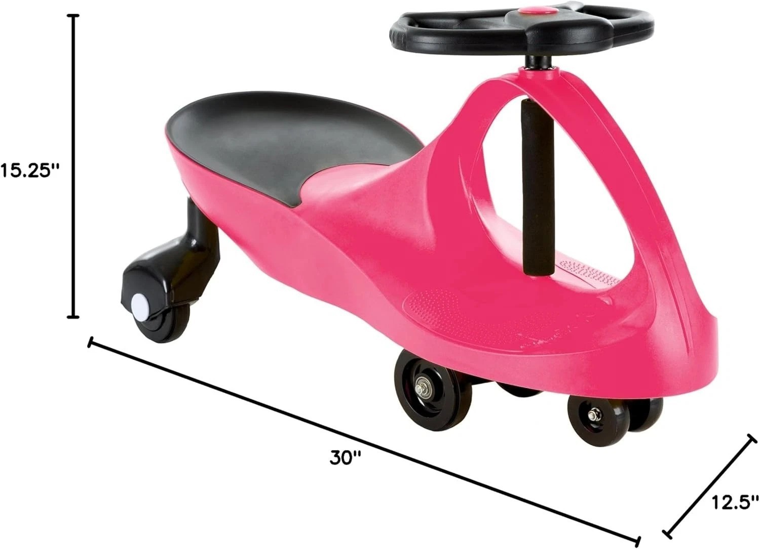 Safe Indoor/Outdoor Wiggle Car Ride On – Bright Hot Pink for Ages 3+