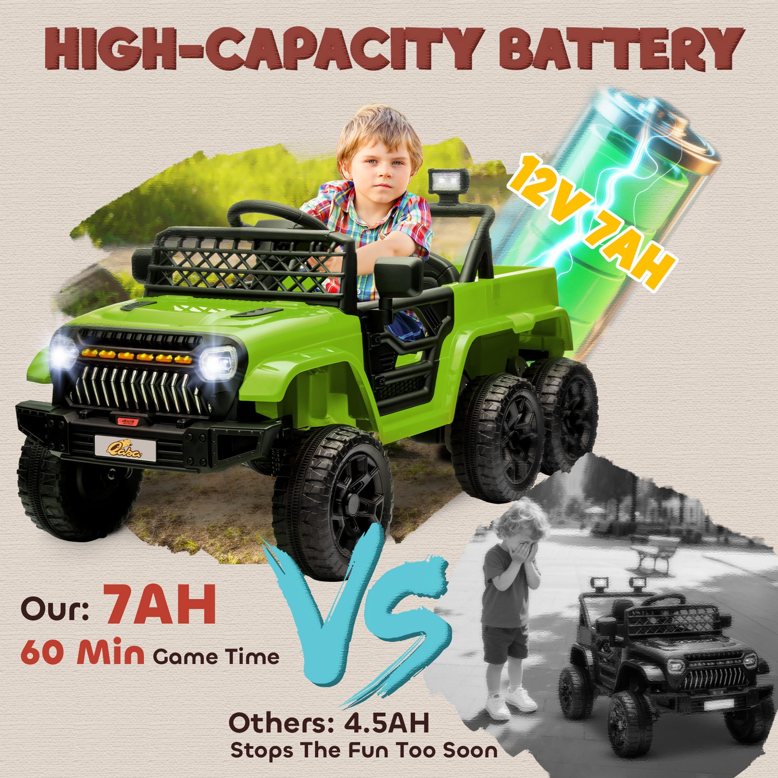 12V Kids Electric Car w/ 2WD/4WD Switch, Remote Control, Camouflage