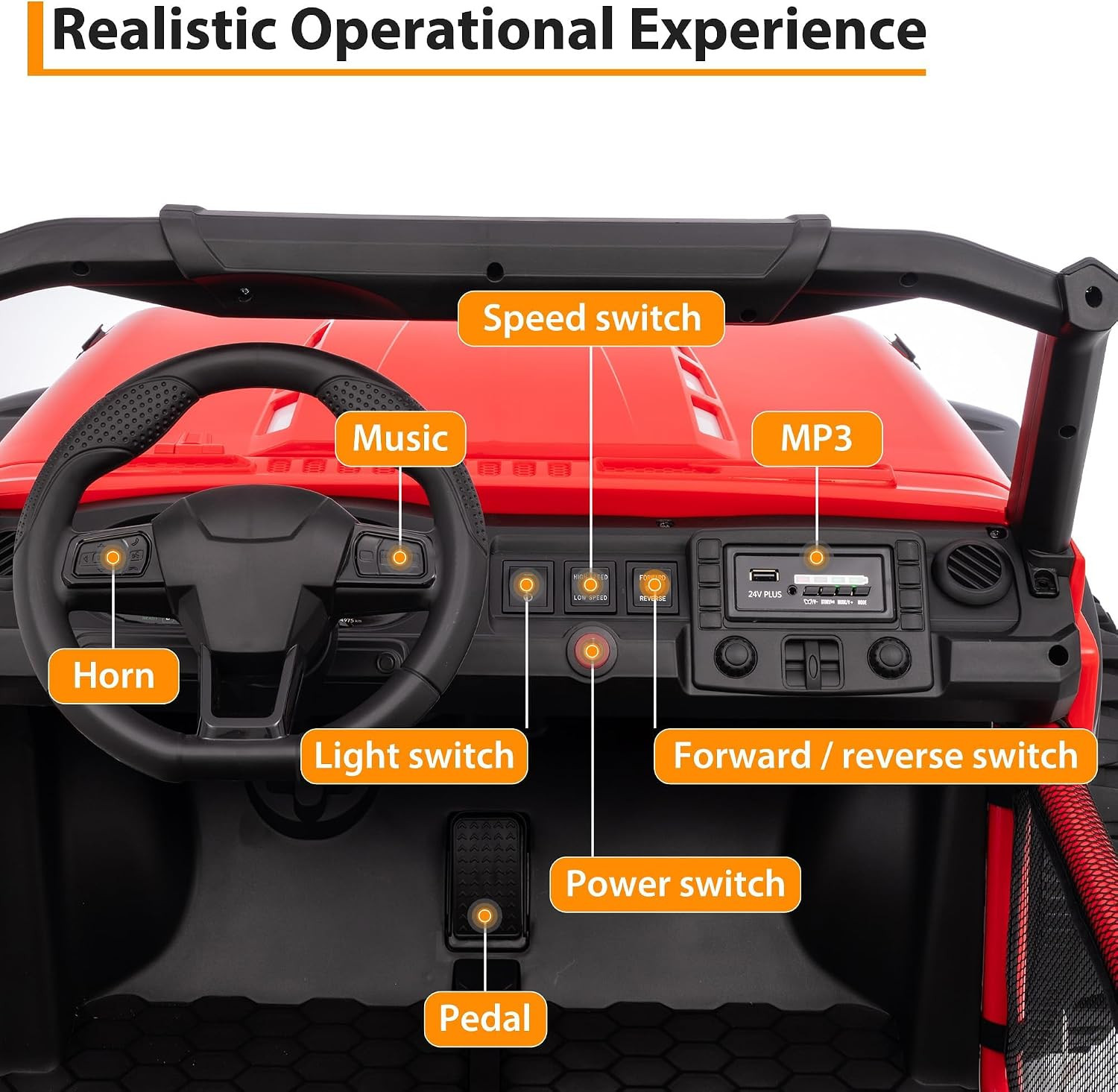 24V Ride on Car for Big Kids, Iron 2 Seater Ride on Toy, Fast 4.97MPH Truck, 4WD