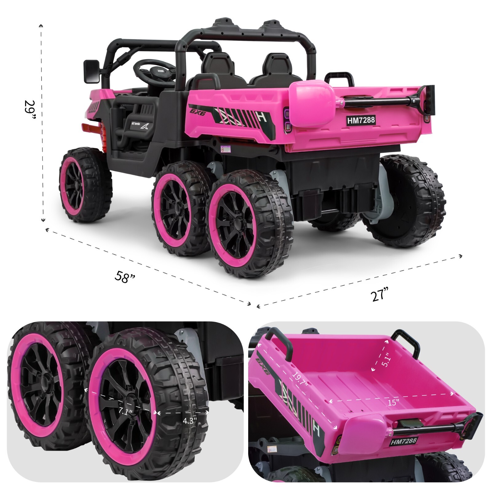 Pink 24V Kids Ride on Toy 2 Seater Electric Truck Power Wheels Car with Remote