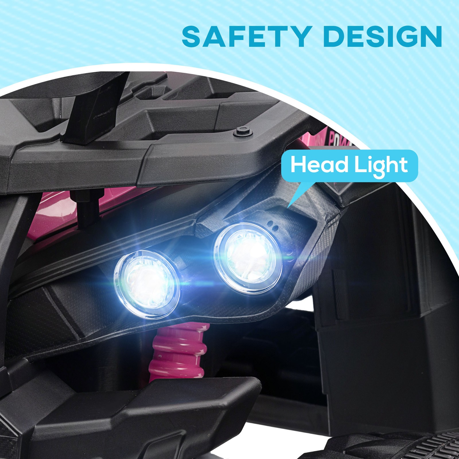 12V Kids ATV Quad Car Toy with Music & Headlights, Pink