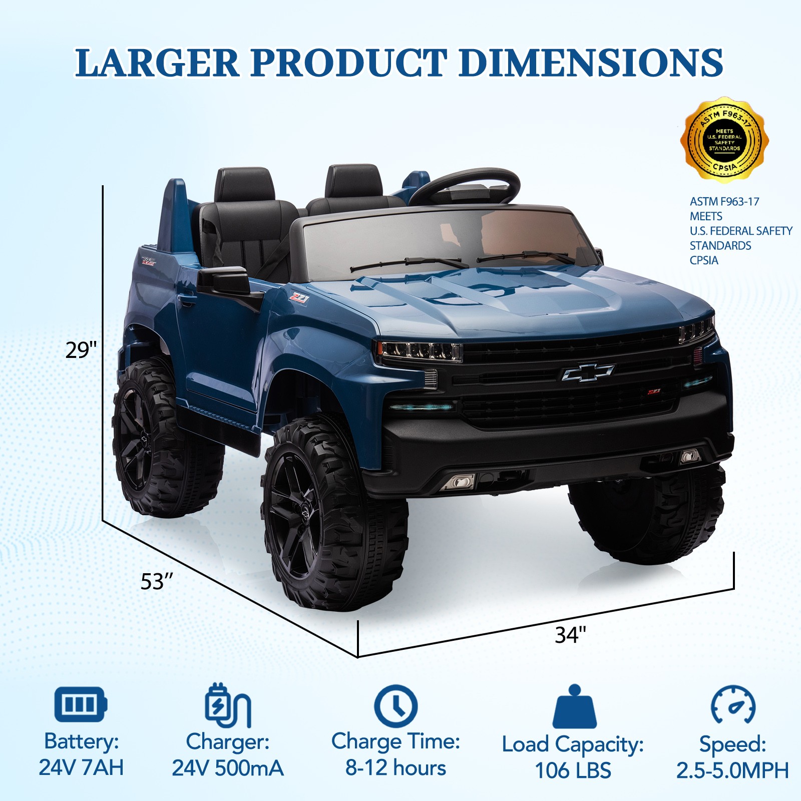 24V 9Ah 2 Seater Ride on Car Toys Licensed Chevrolet Silverado w/Remote Control