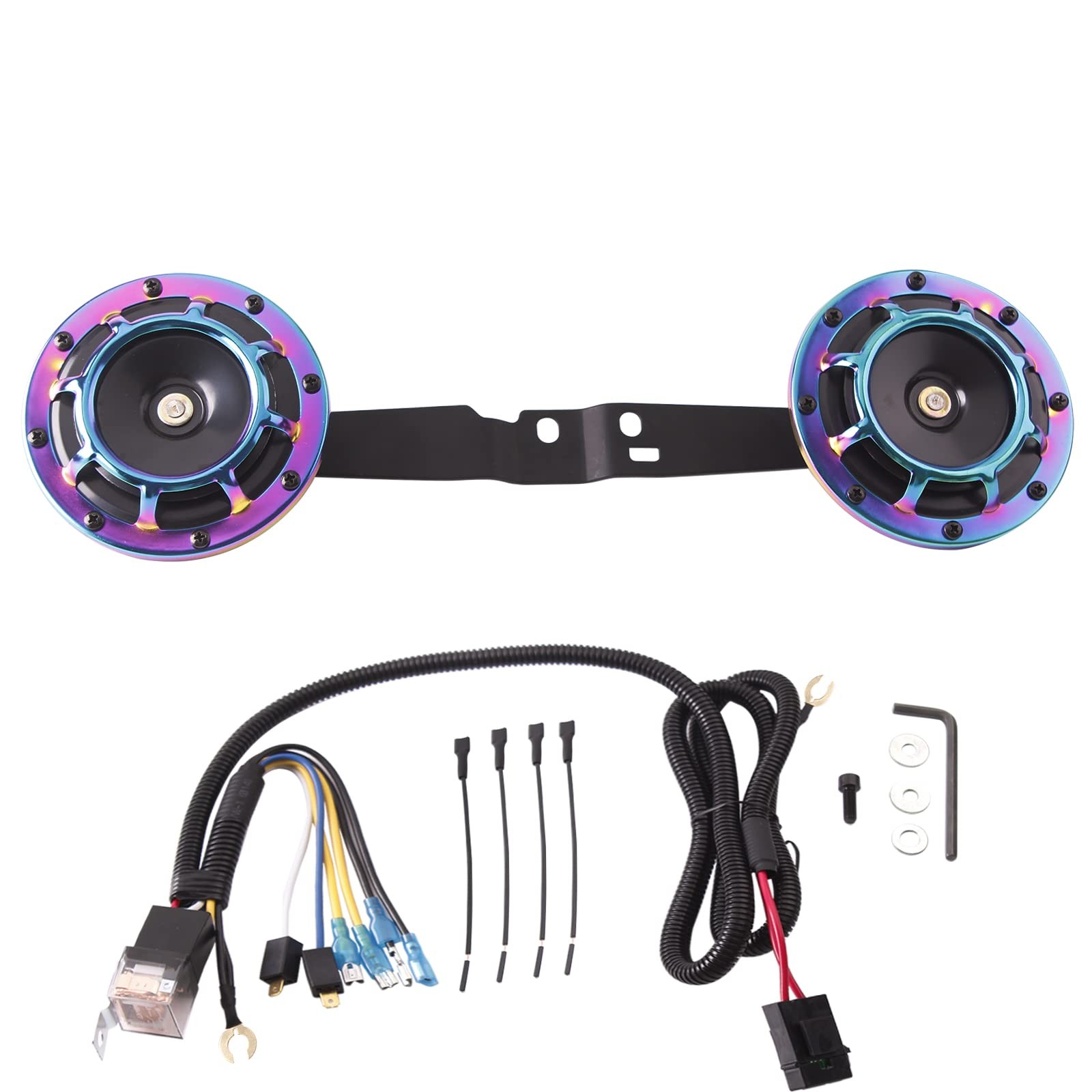 FARBIN Waterproof Car Horn Loud Super Tone High Tone/Low Tone Metal Twin Horns