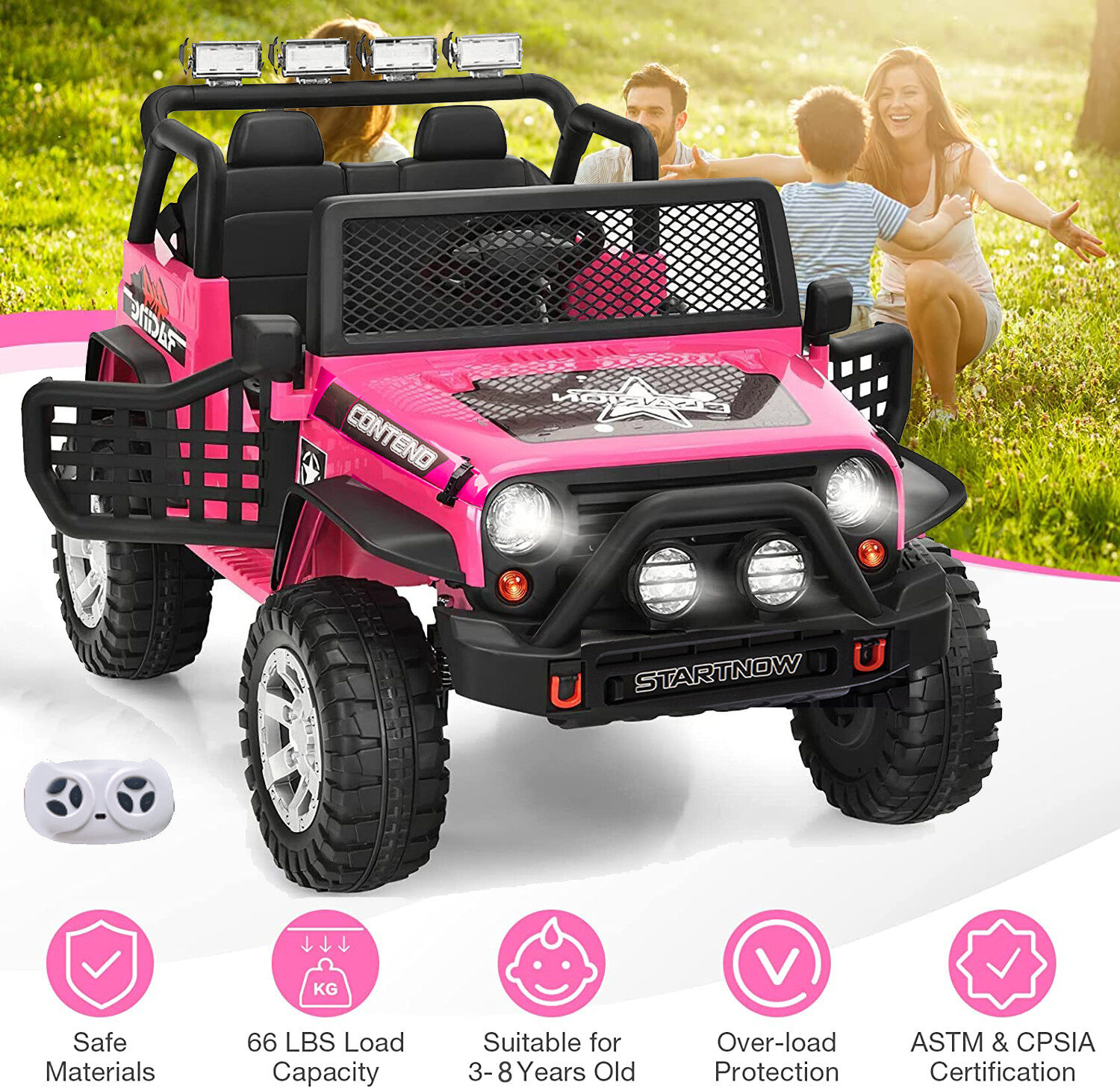12V Ride On Car 2 Seater Electric Vehicle Toy Kids Truck Jeep w/ Remote Control