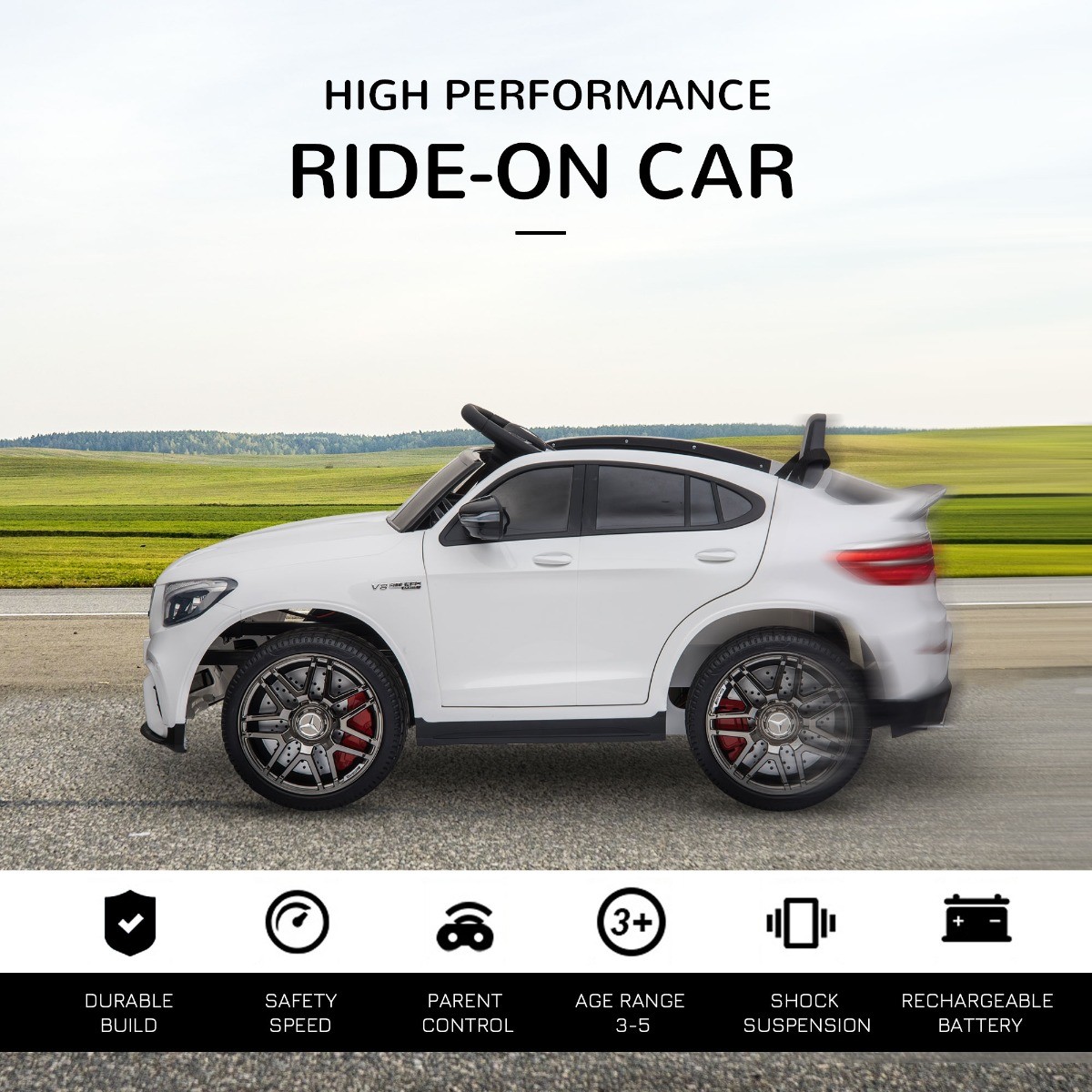 12V Kids Ride On Toy with Remote Control Electric Car 2 Speed MP3 Player Horn