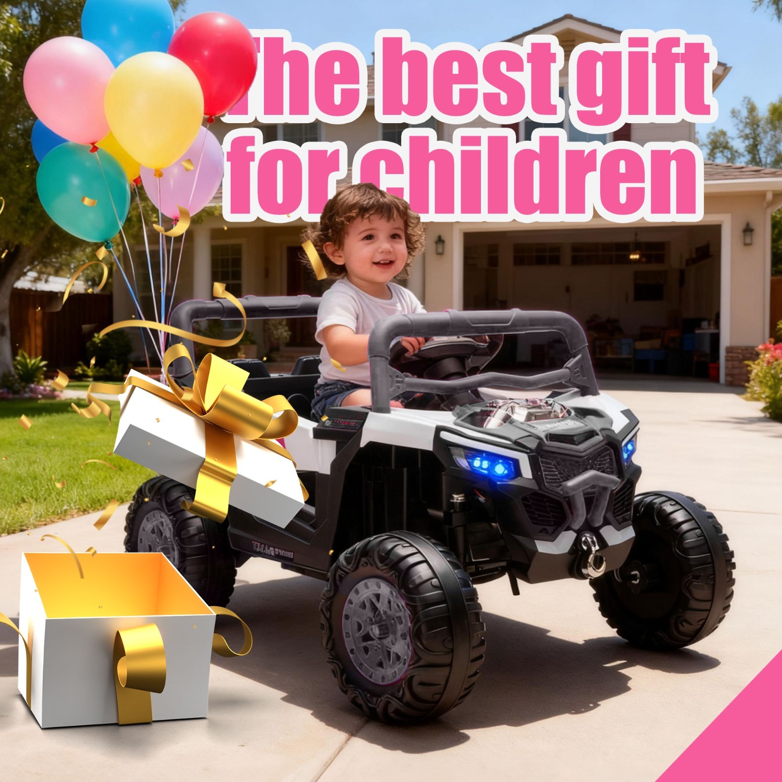 12V Kids Ride on UTV Electric Power Wheels Toy Off-Road Car W/ Remote LED, BlacK