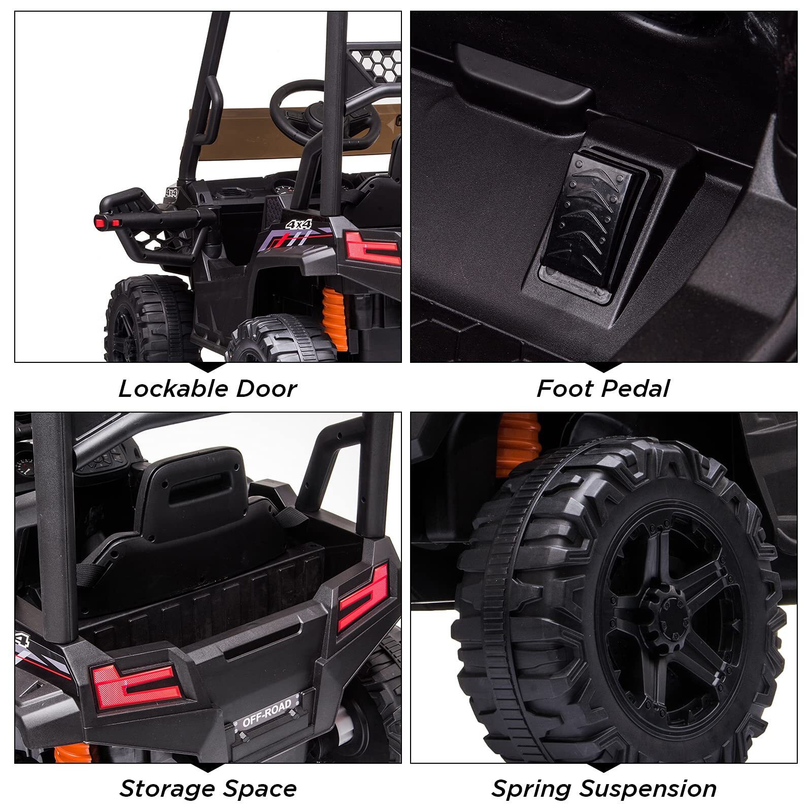 12V Ride On UTV Car Truck With Remote Control and Music 390W Double Motors Kids