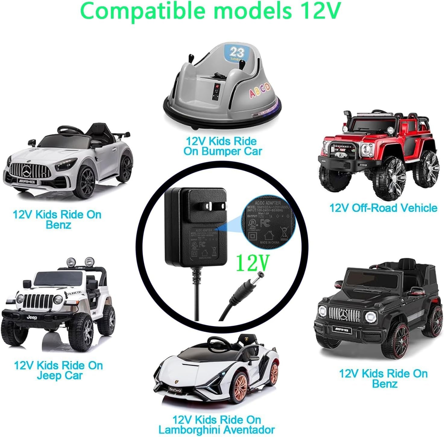 12V Battery Charger for Ride On Toys Car, Power Wheels, Electric Cars & SUVs …