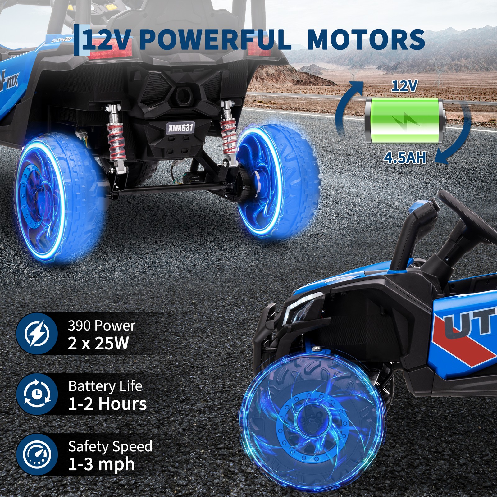 Electric Ride-On Car for Kid 12V Ride-On Toy for Children w/ 2.4G Remote Control