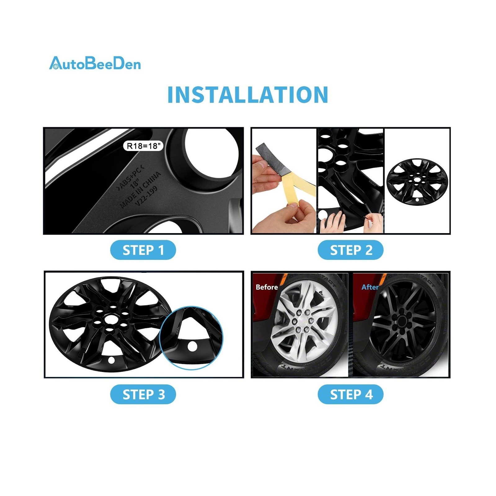 4-Pack 18 inch Wheel Skins Compatible with Chevrolet Chevy Blazer 2019 2020 2…