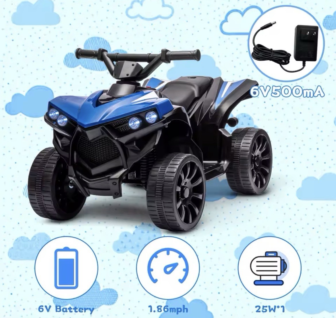 6V Kids Ride-On ATV – 4-Wheeler Quad Electric Car