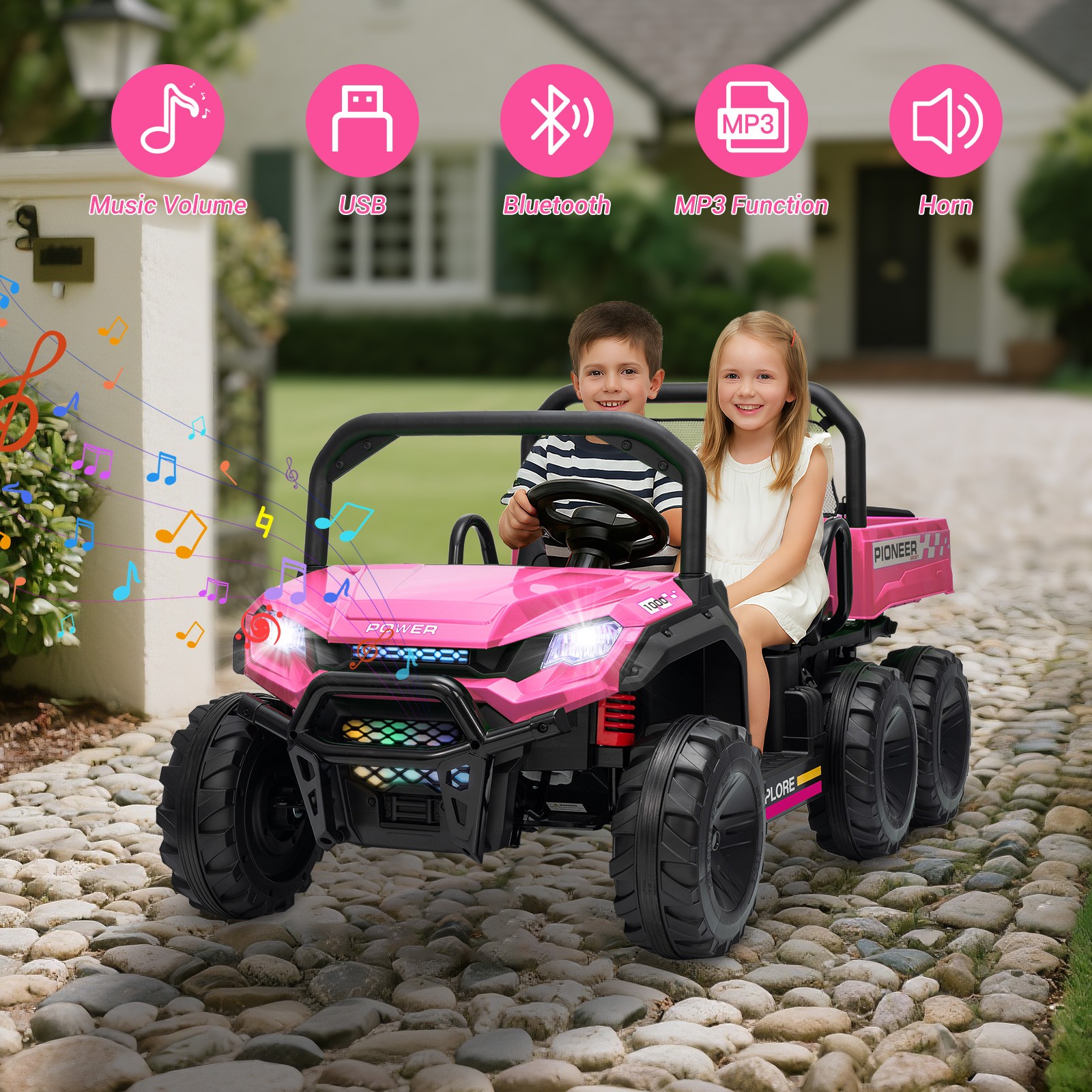 Kids 2 Seater Ride on Car 24V Electric Dump Truck 4WD UTV w/Parental Remote LED