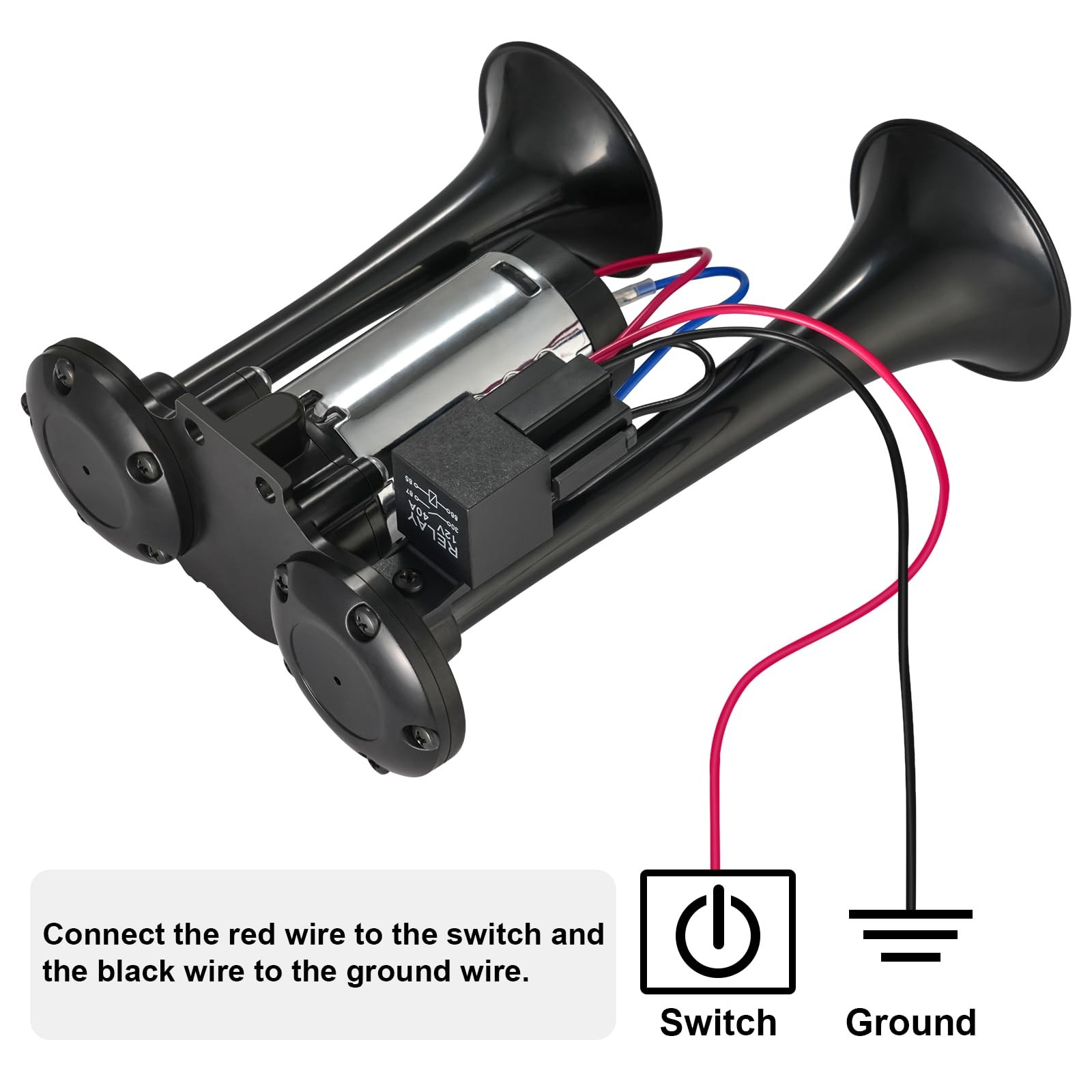 CZC AUTO 12V 120dB Air Horn Dual Trumpets, Super Loud Electric Train Horn Kit…