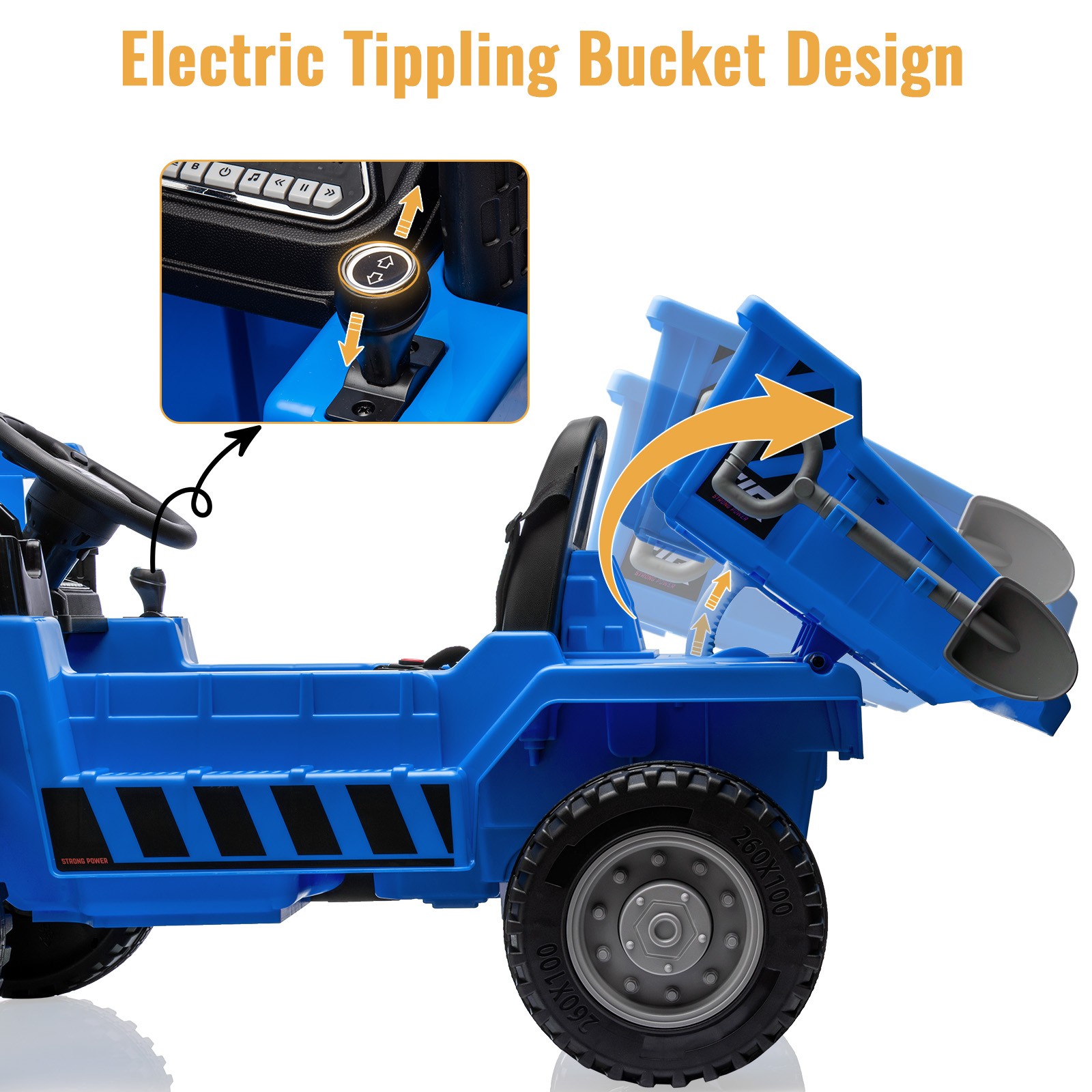 12V Ride On Dump Truck Toy Kids Electric Cars for Kids with Music Player