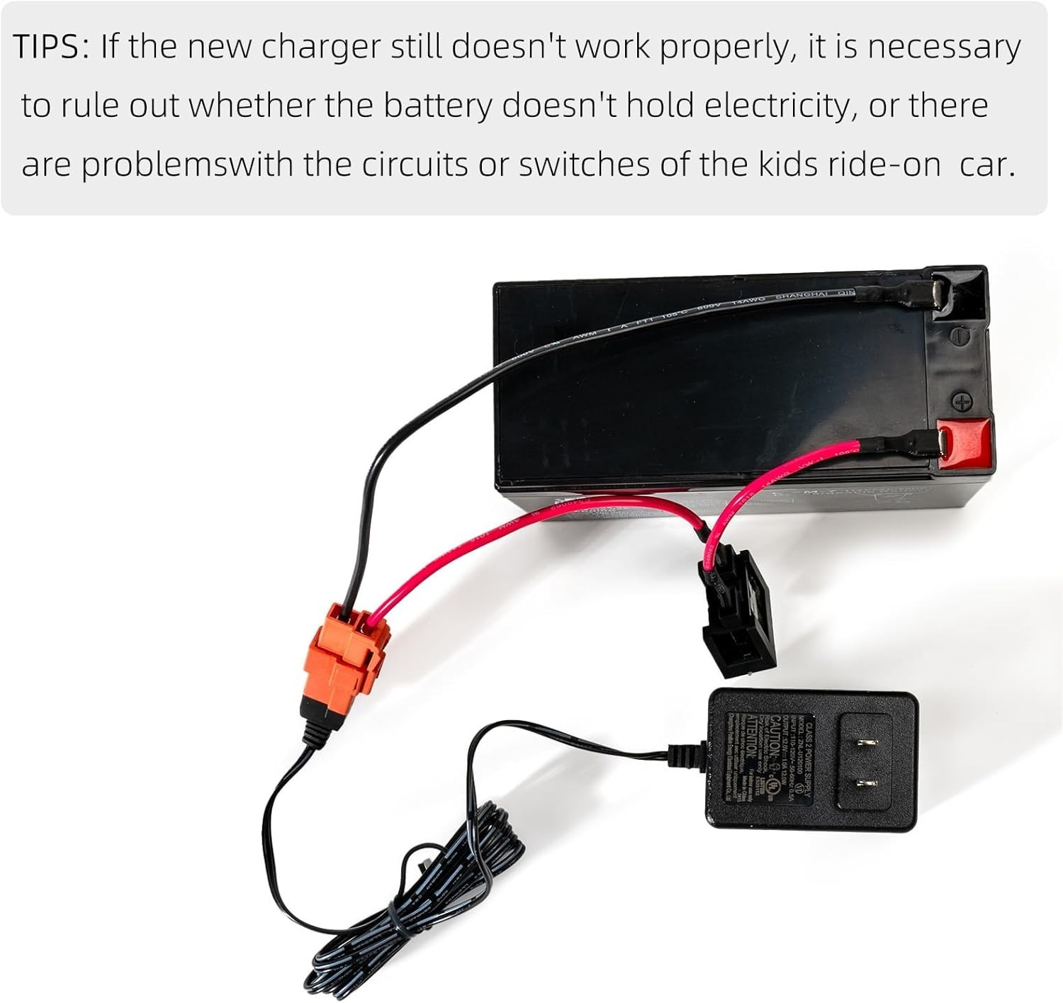 12 Volt Battery Charger for Ride On Toys and Battery Wire 12V Kids Ride On Ca…