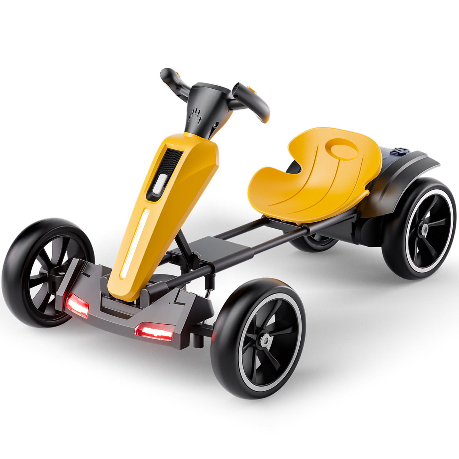 12V Electric Go Kart for Kids with Adjustable Seat Kids Pedal Go Kart, Yellow