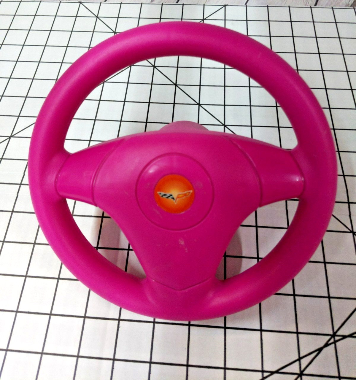 Genuine Kid Trax Corvette Steering Wheel Replacement- Pink with Racing Sticker