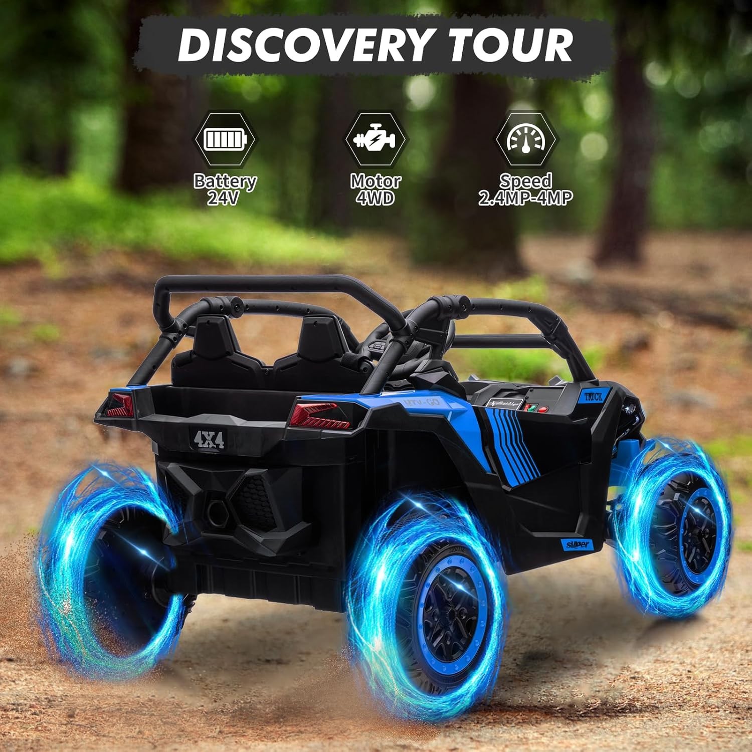 24V Ride On UTV Car for Kids,2 Seater 4WD Electric Toy Truck with Remote Control