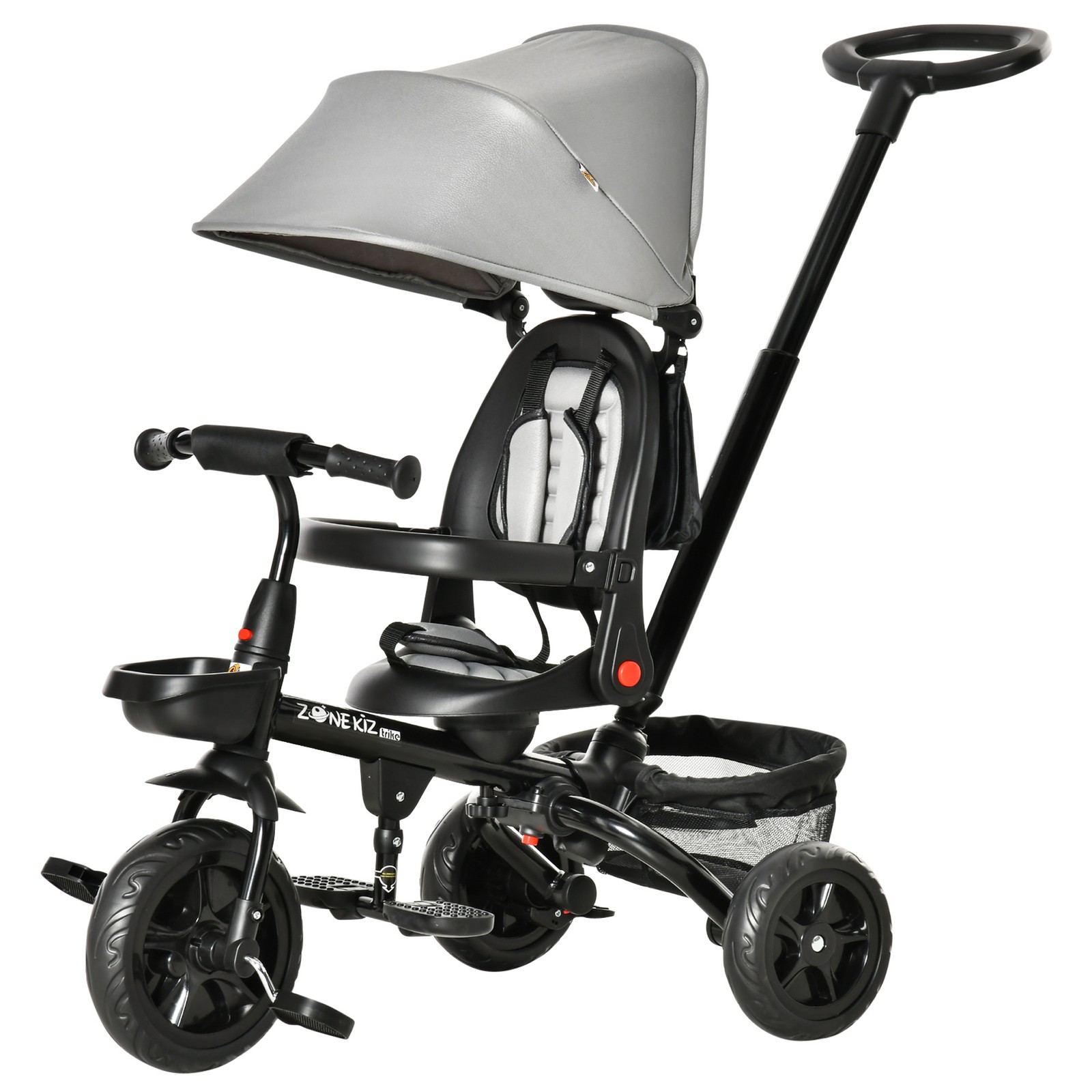 Kids Tricycle 4 in 1 Trike with Reversible Seat, Gray