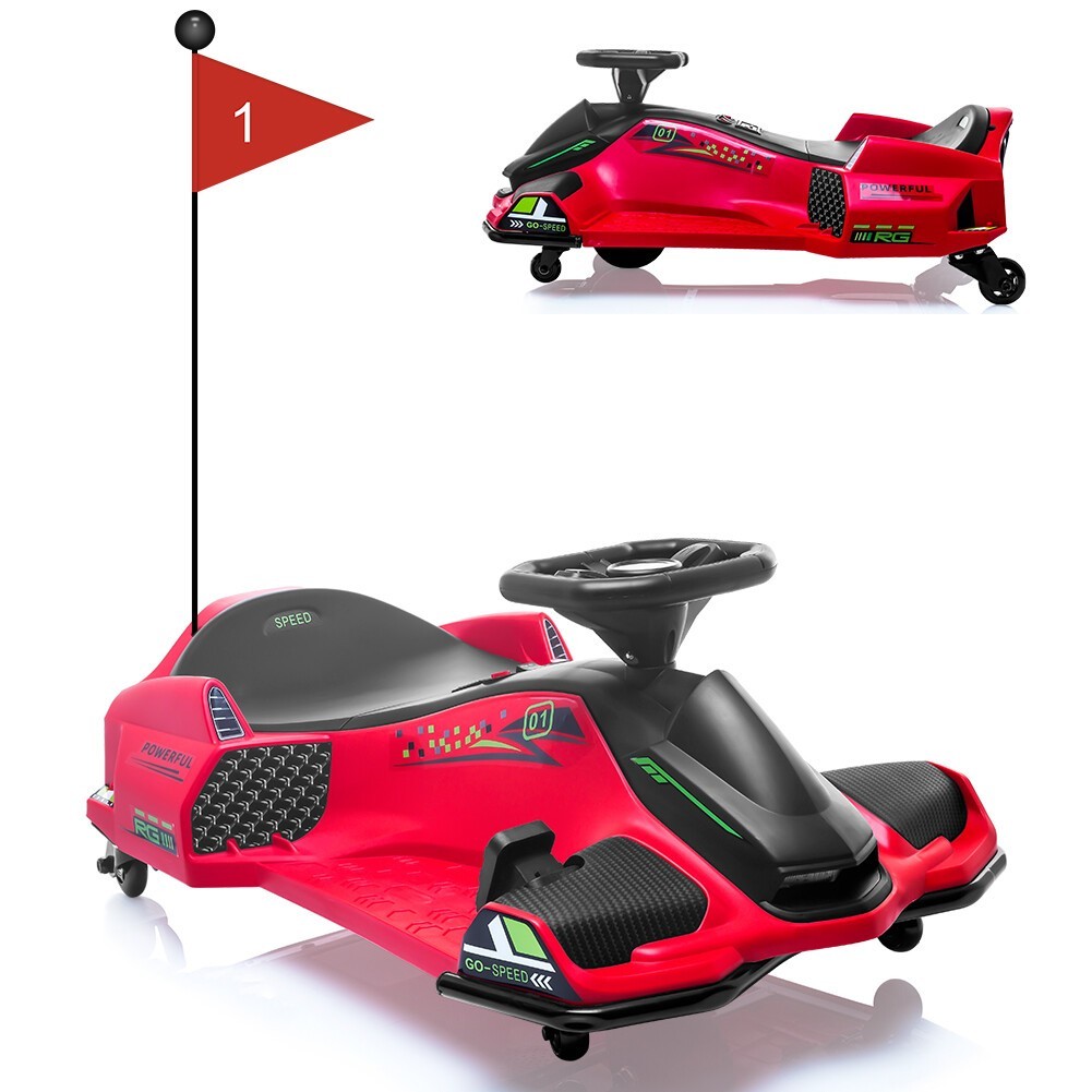 12V Kids Ride On Drift Car Electric Drifting Go-Kart LED Light High/Low Speed