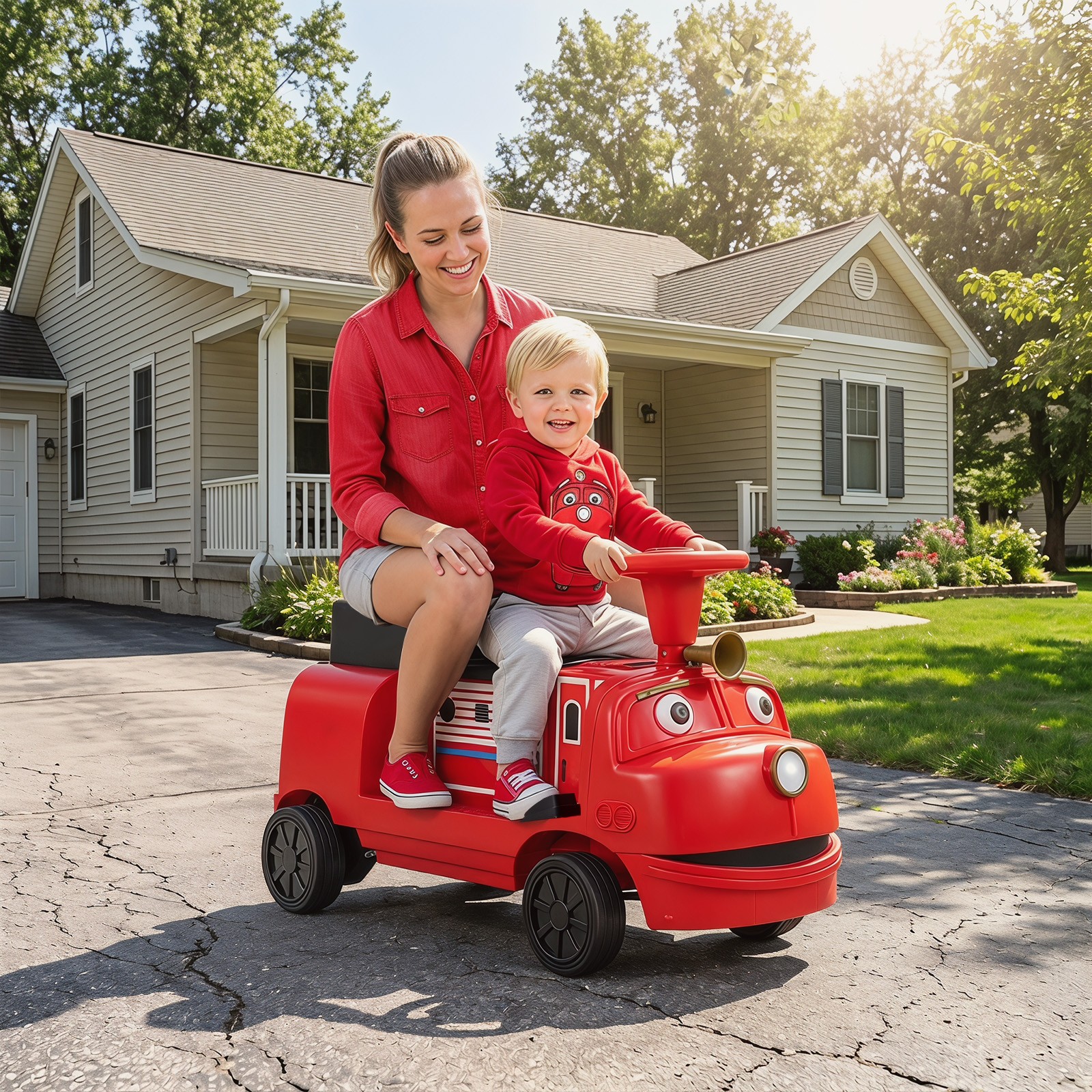 2-Seater Ride on Train,Licensed Chuggington Electric Vehicle w/Adjustable Seat