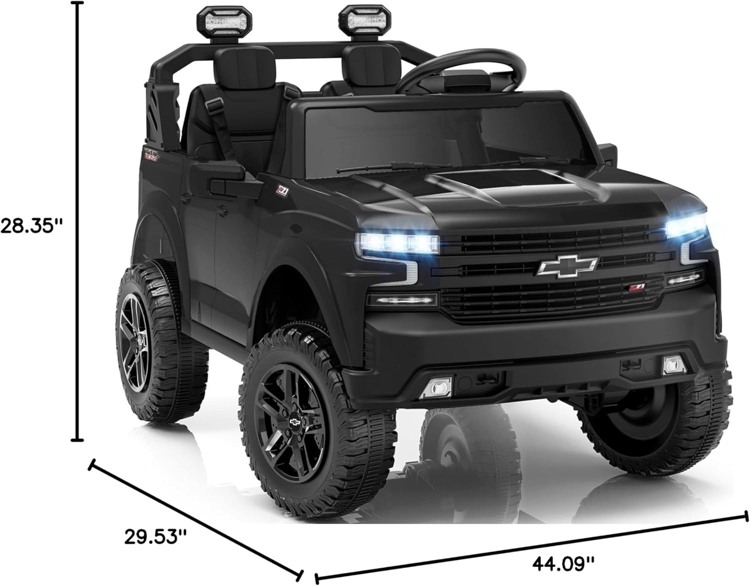 24V 2 Seater Ride on Toys Licensed Chevrolet Silverado, Electric Vehicle with Re