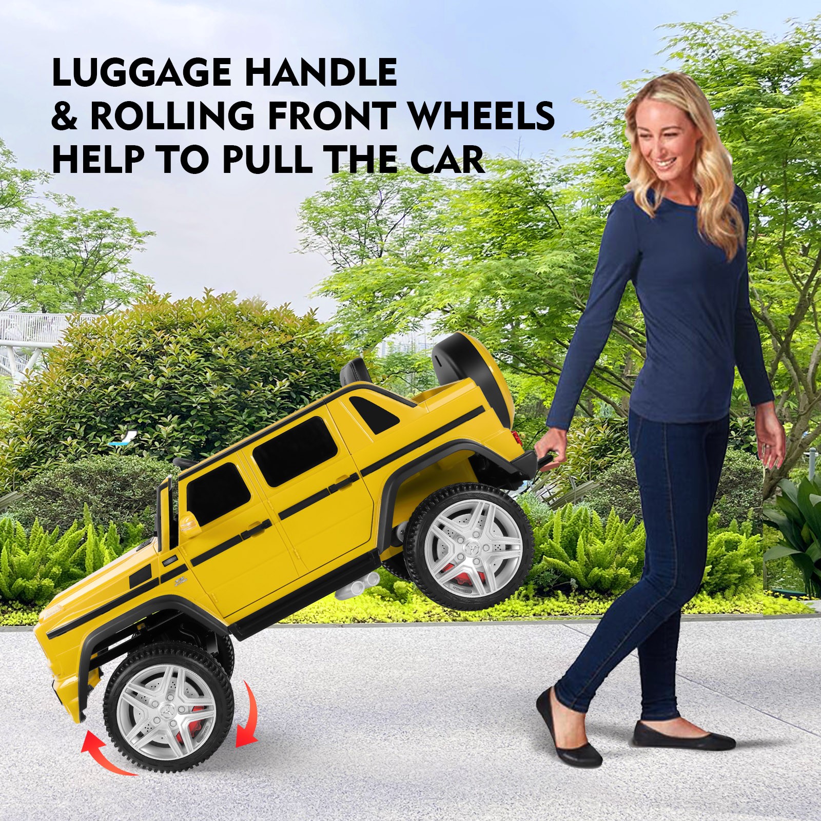 New 12V Battery Kids Yellow Ride On Mercedes-Benz Car w/3 Speed,LED,Music,Remote