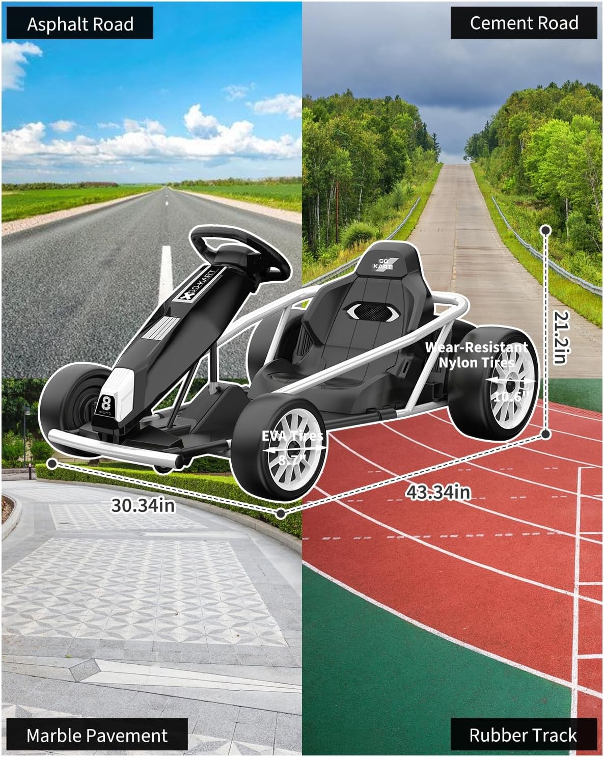 24V Ride On Go Kart for Kids 24V 9Ah Battery 2x300W Motors Electric Ride on Toys