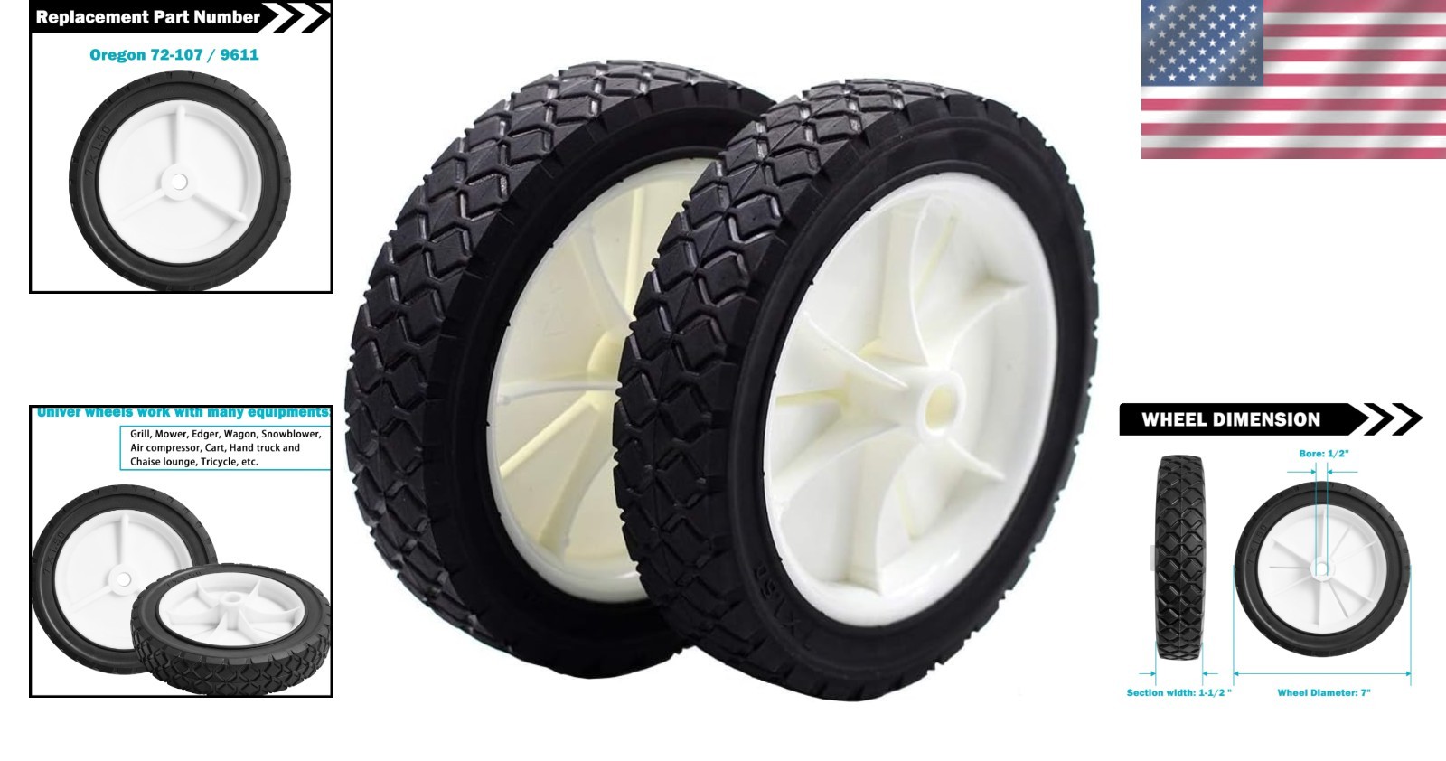 7″ Oregon 72-107 Replacement Wheel Set
